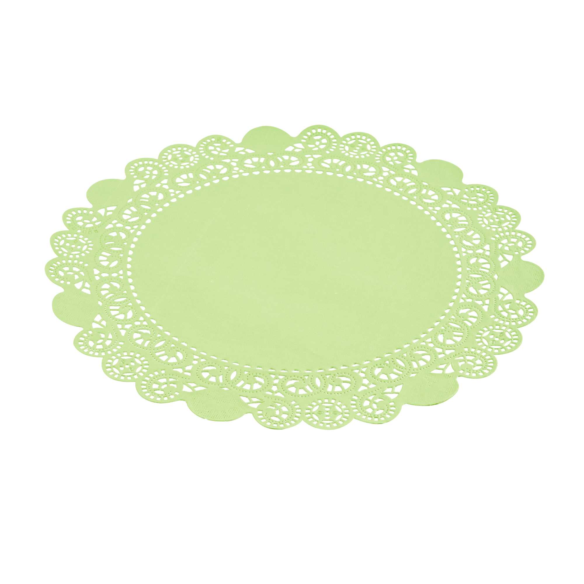 Pastry Tek Round Green Paper Doilies - Lace - 12" x 12" - 100 count box