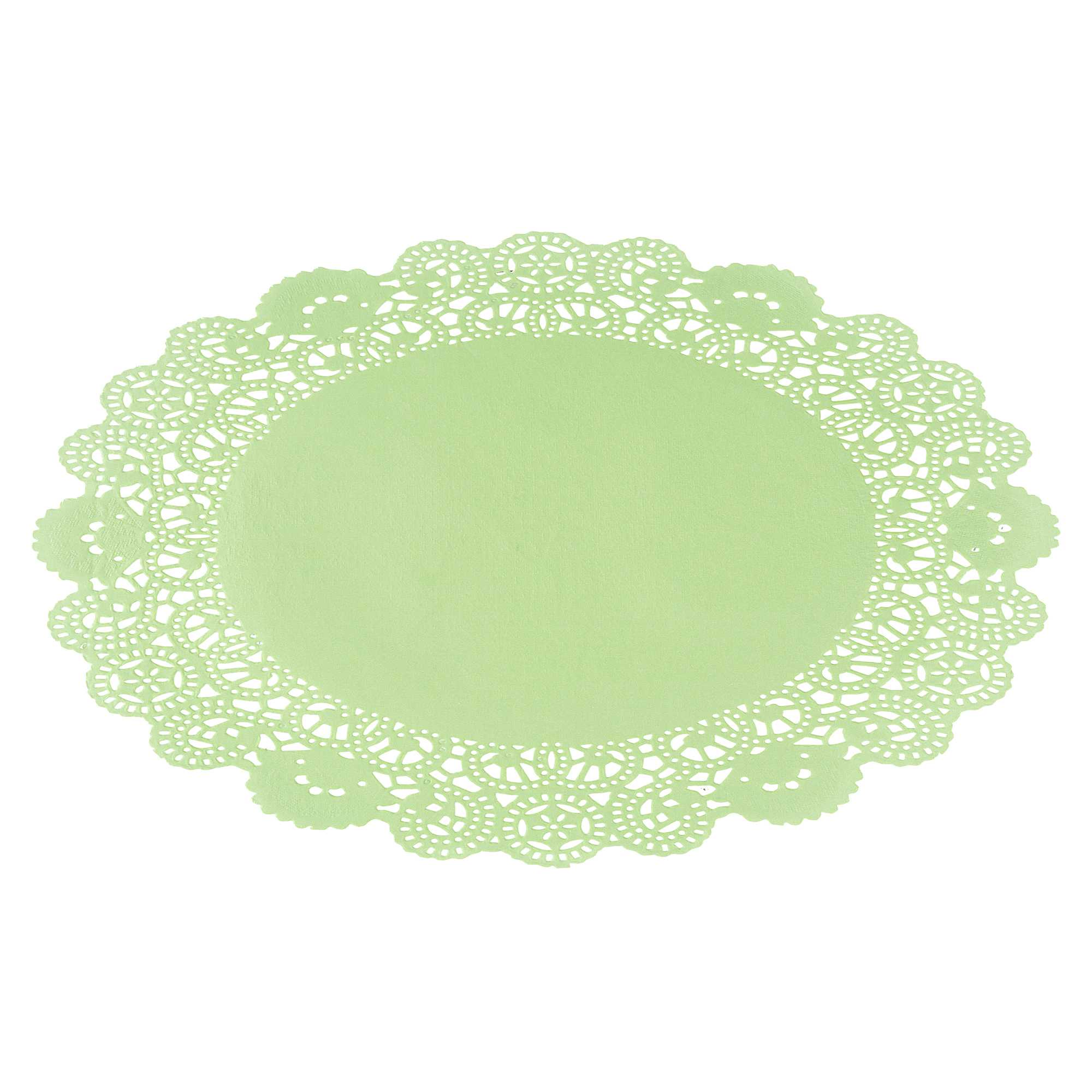 Pastry Tek Round Green Paper Doilies - Lace - 12" x 12" - 4000 count box