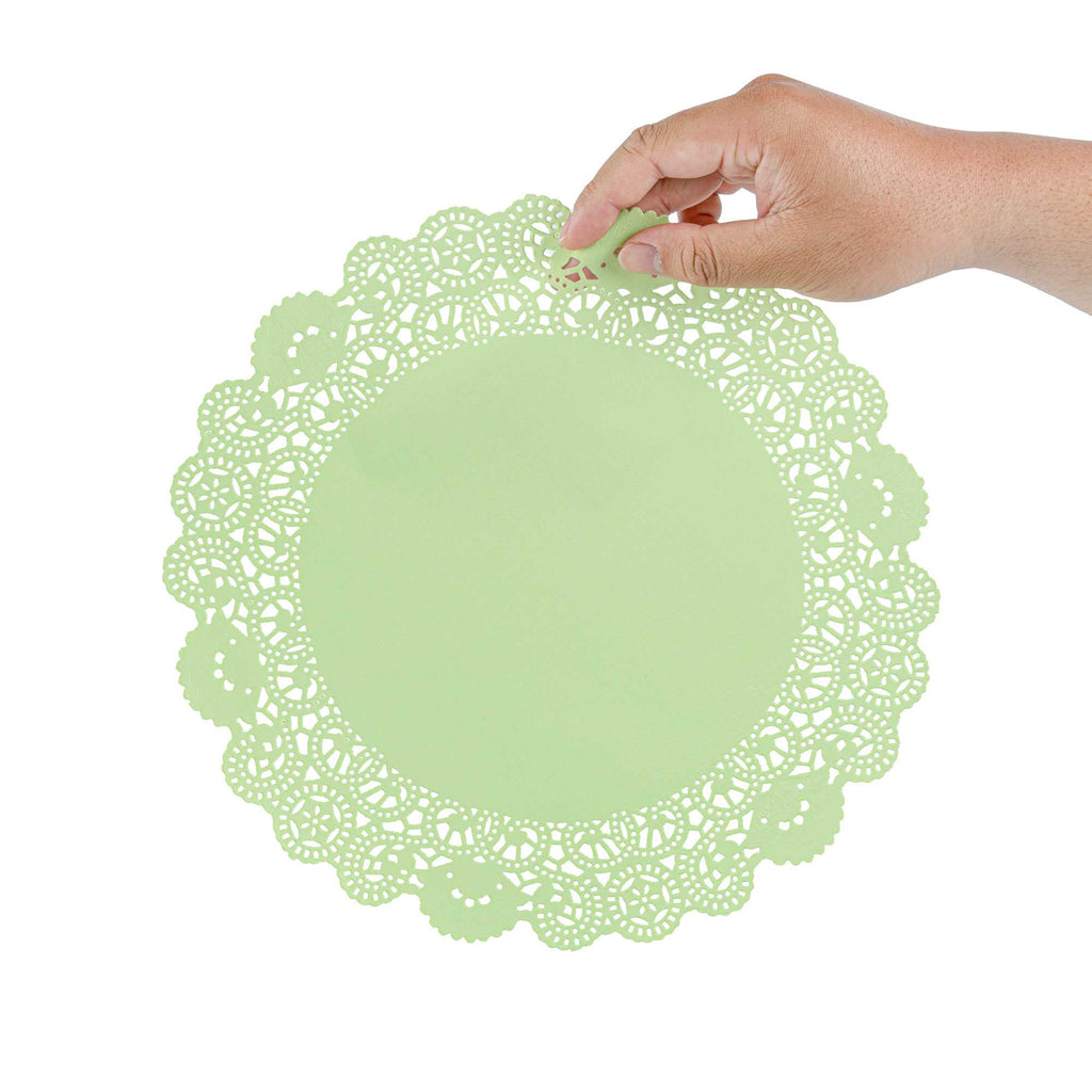 Pastry Tek Round Green Paper Doilies - Lace - 12" x 12" - 4000 count box