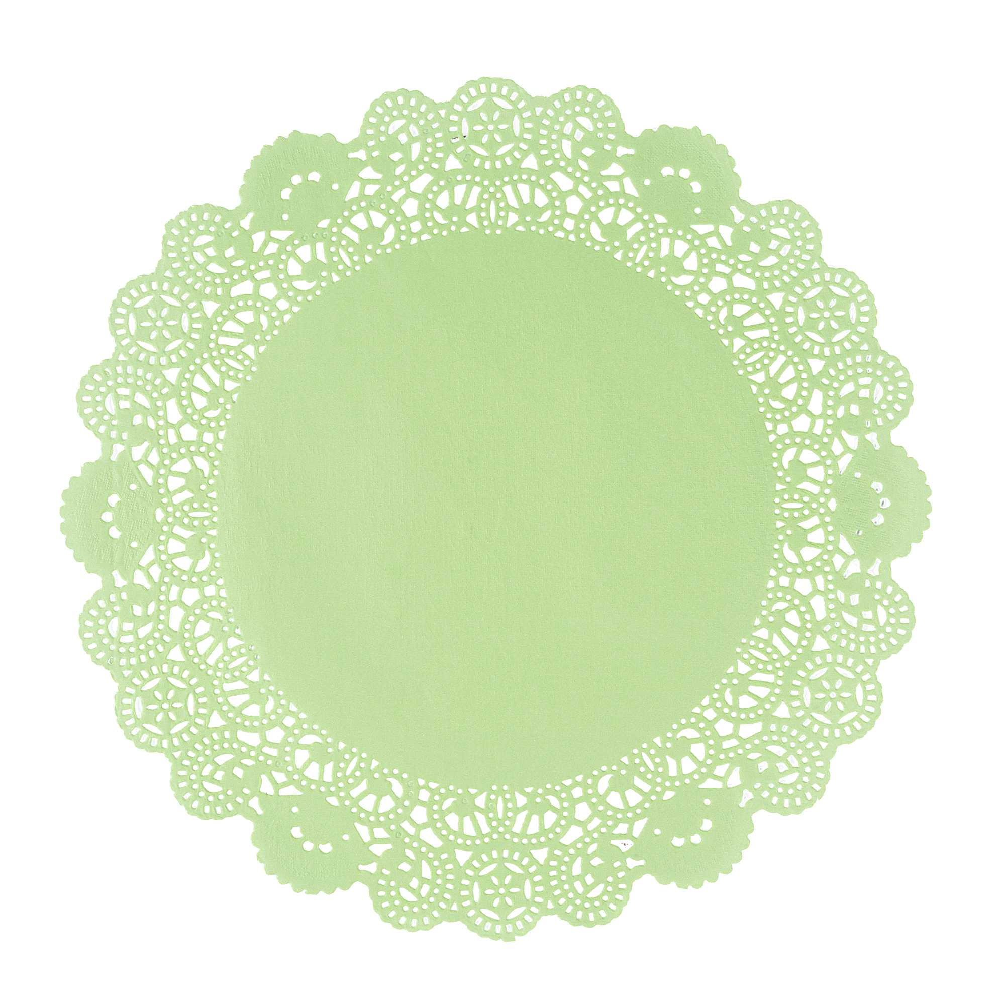 Pastry Tek Round Green Paper Doilies - Lace - 12" x 12" - 4000 count box