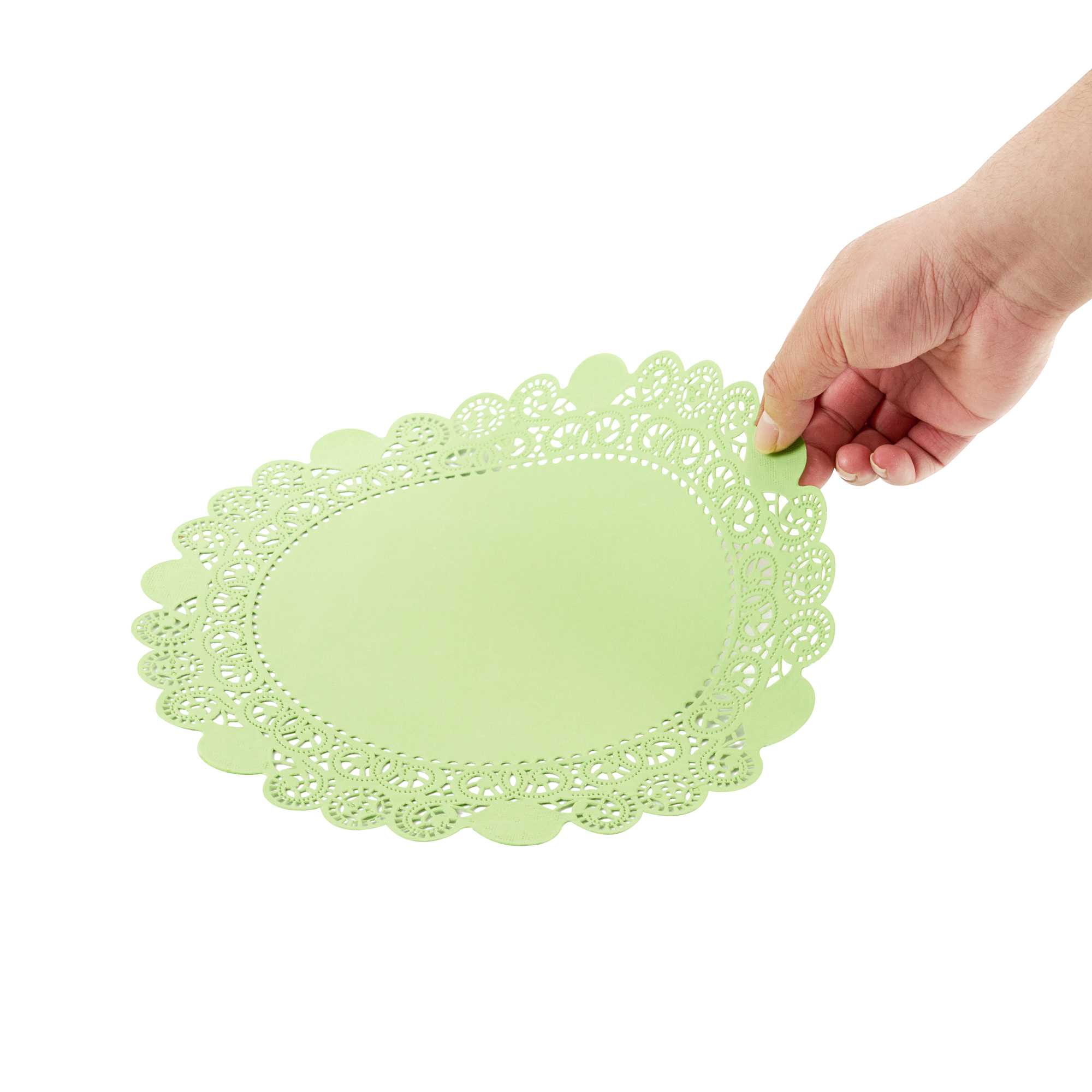 Pastry Tek Round Green Paper Doilies - Lace - 12" x 12" - 100 count box