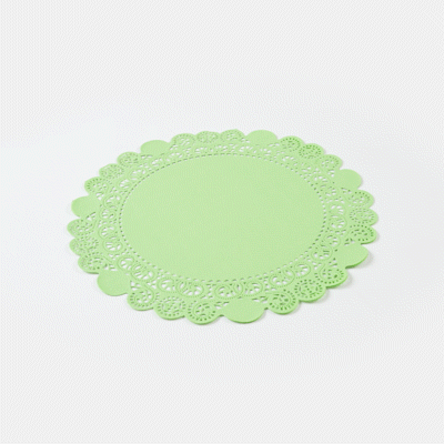 Pastry Tek Round Green Paper Doilies - Lace - 12" x 12" - 100 count box