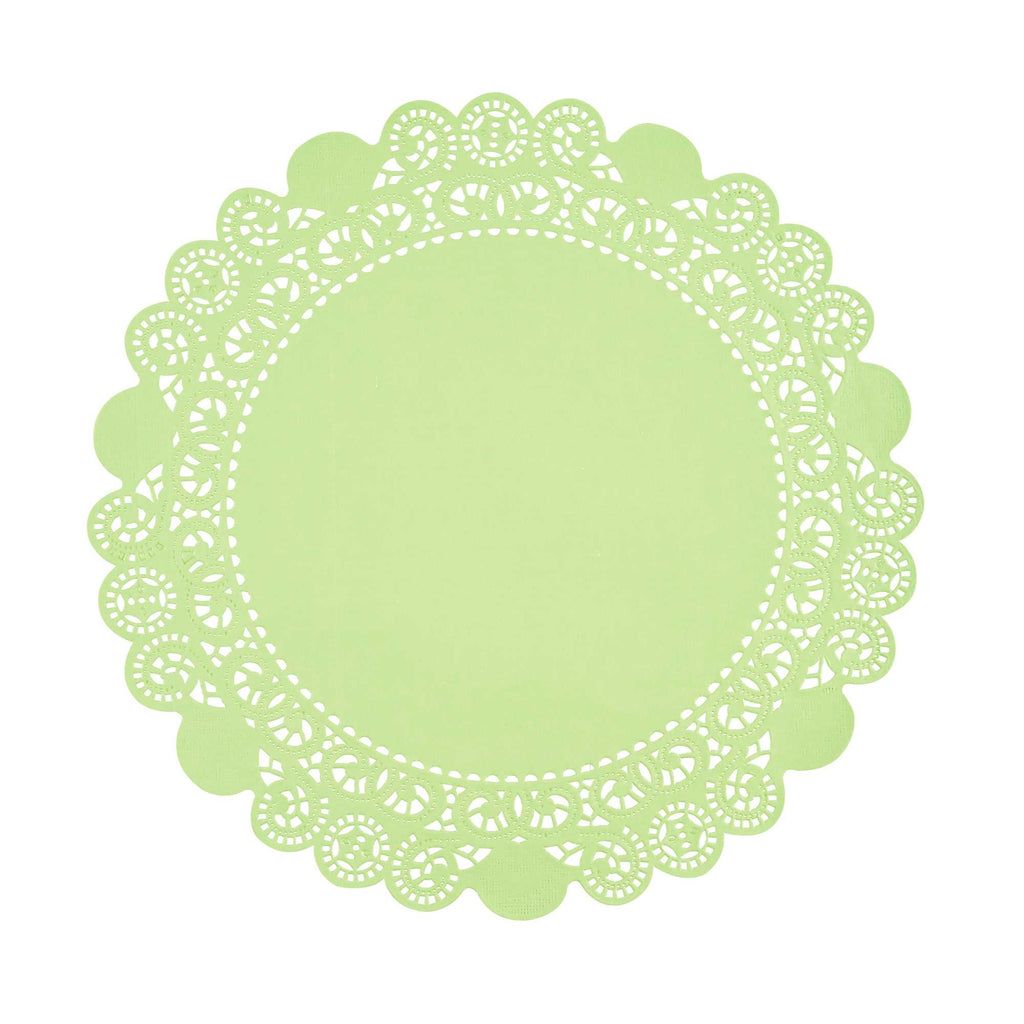 Pastry Tek Round Green Paper Doilies - Lace - 12" x 12" - 100 count box