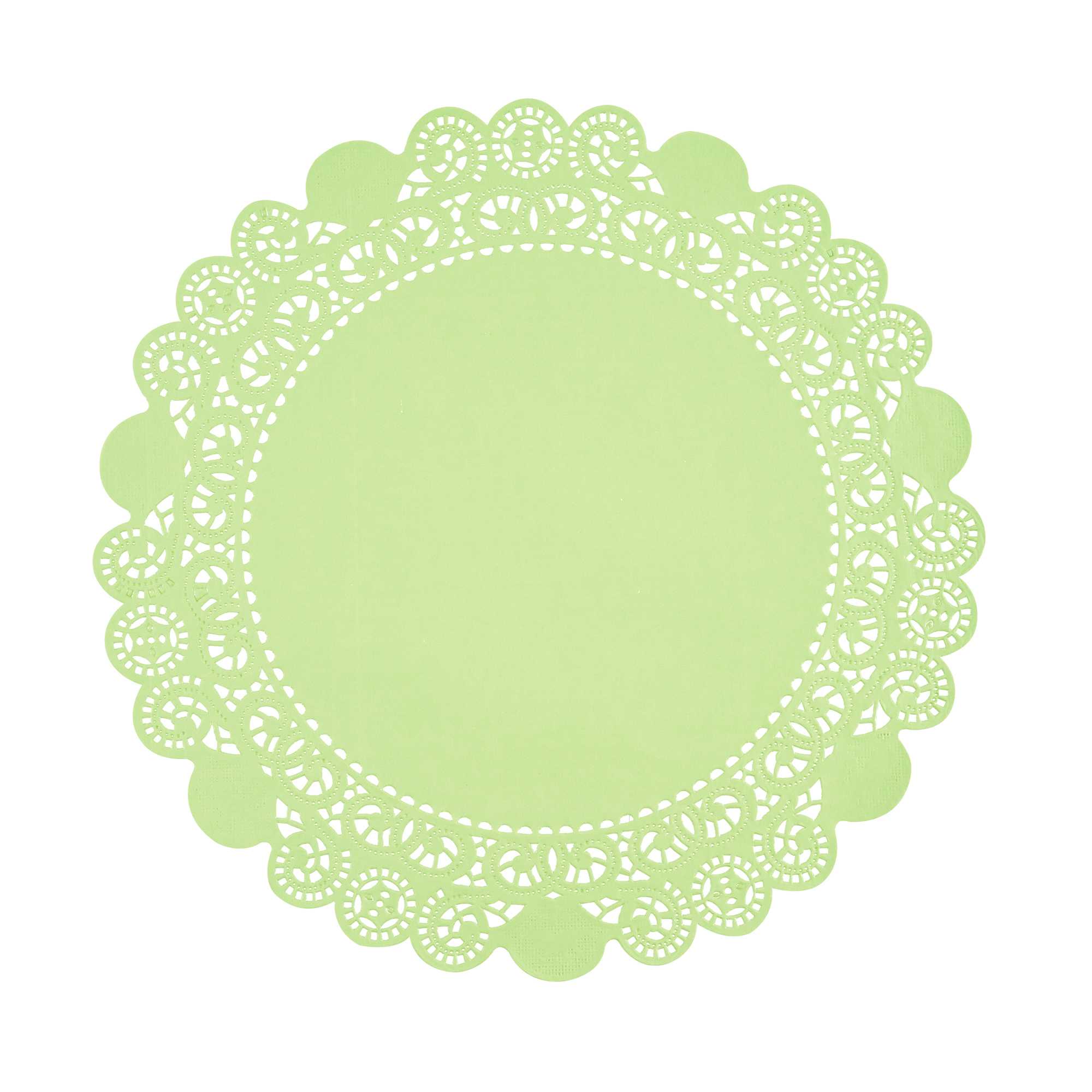 Pastry Tek Round Green Paper Doilies - Lace - 12" x 12" - 100 count box