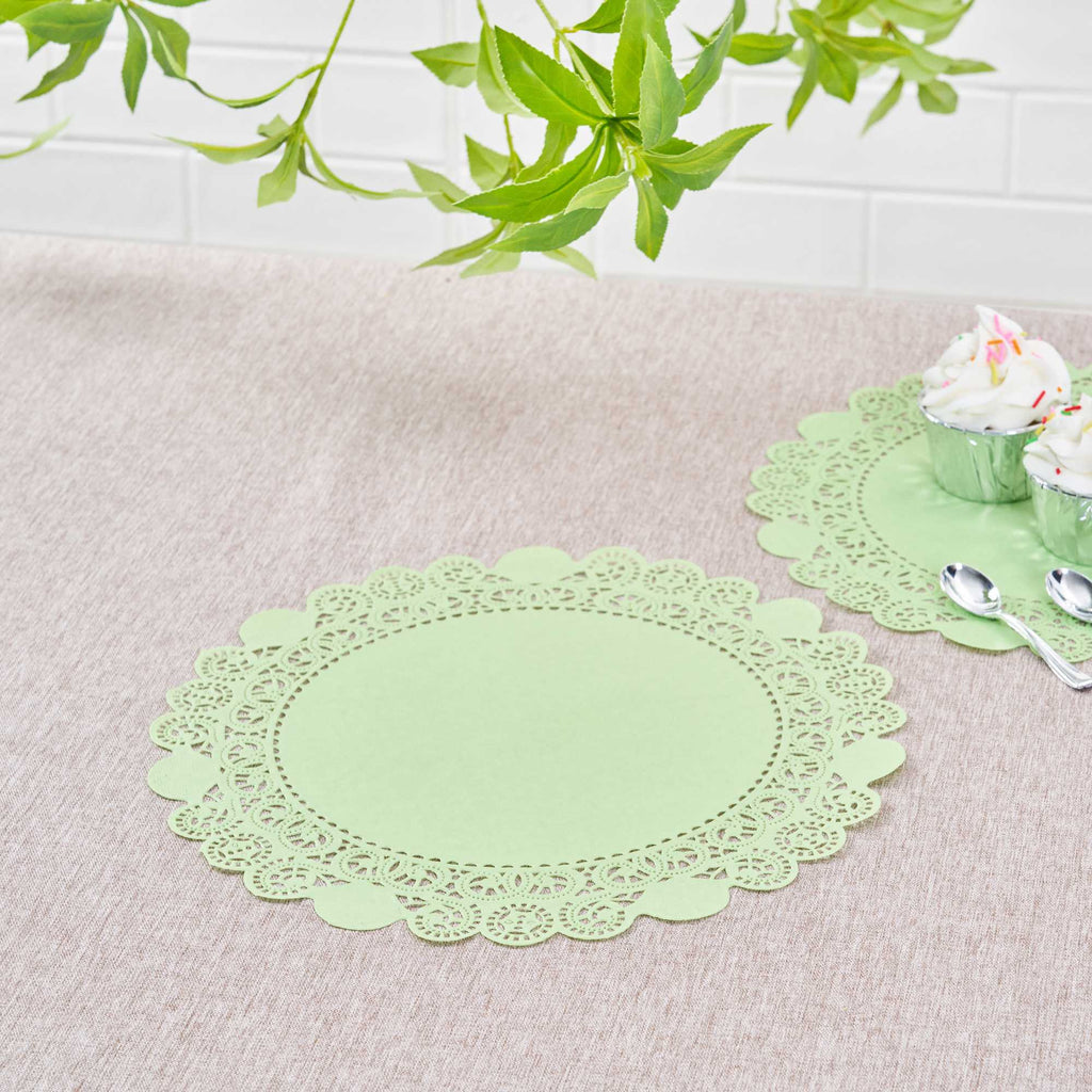 Pastry Tek Round Green Paper Doilies - Lace - 12" x 12" - 100 count box