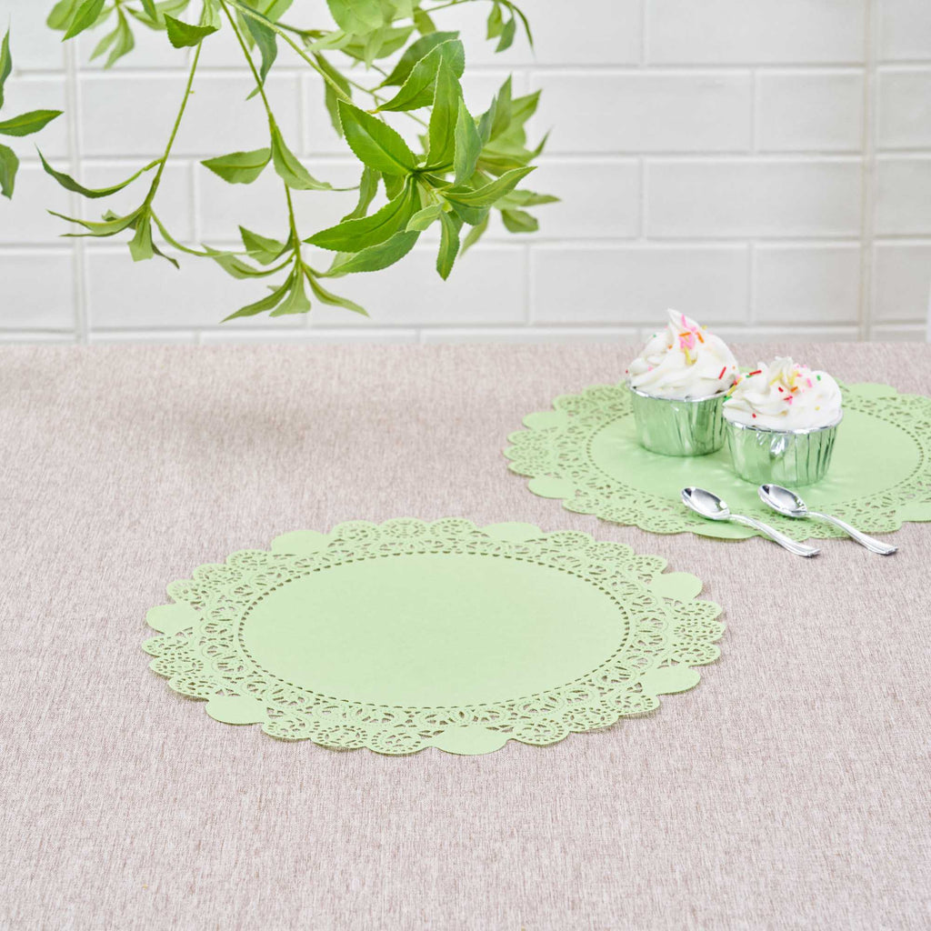 Pastry Tek Round Green Paper Doilies - Lace - 12" x 12" - 100 count box