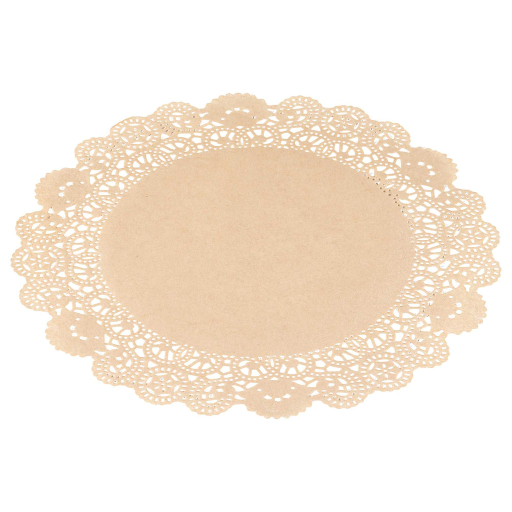 Pastry Tek Round Kraft Paper Doilies - Lace - 12" x 12" - 4000 count box