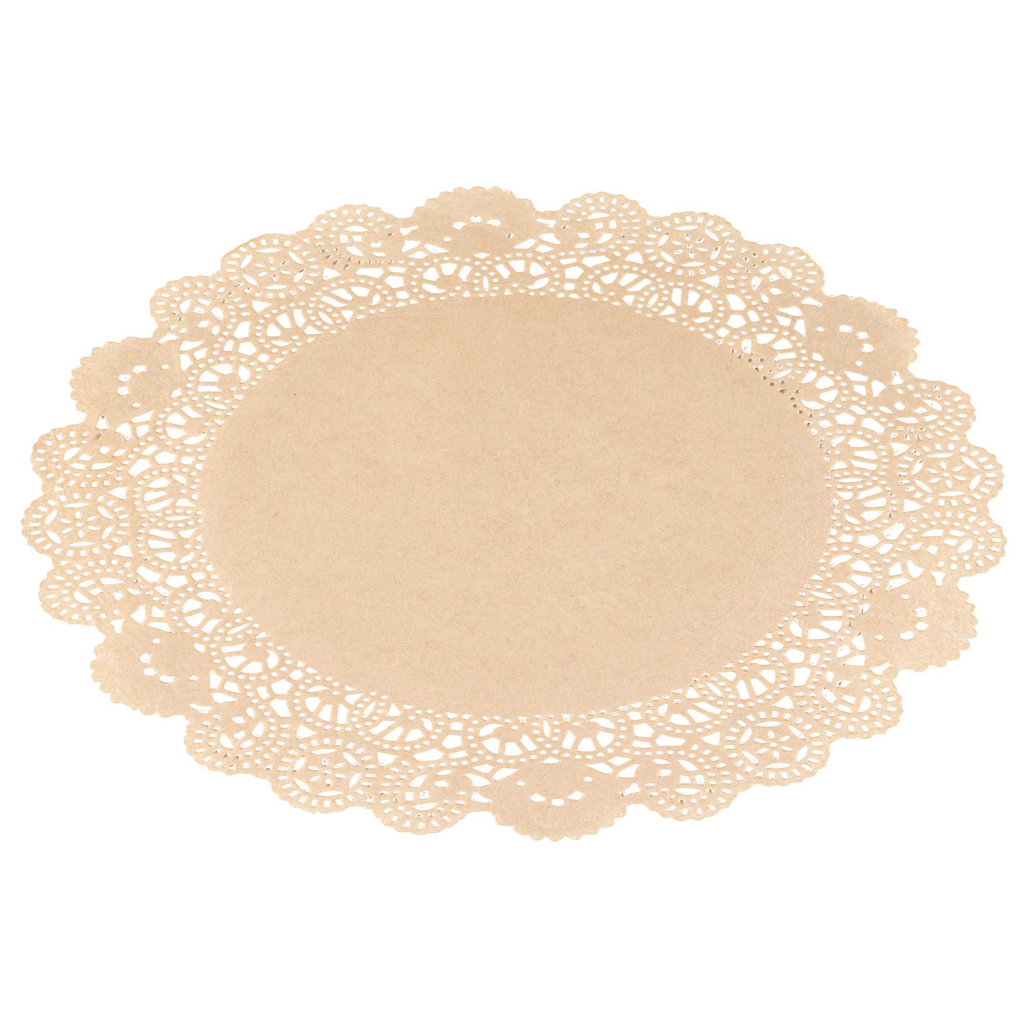 Pastry Tek Round Kraft Paper Doilies - Lace - 12" x 12" - 4000 count box
