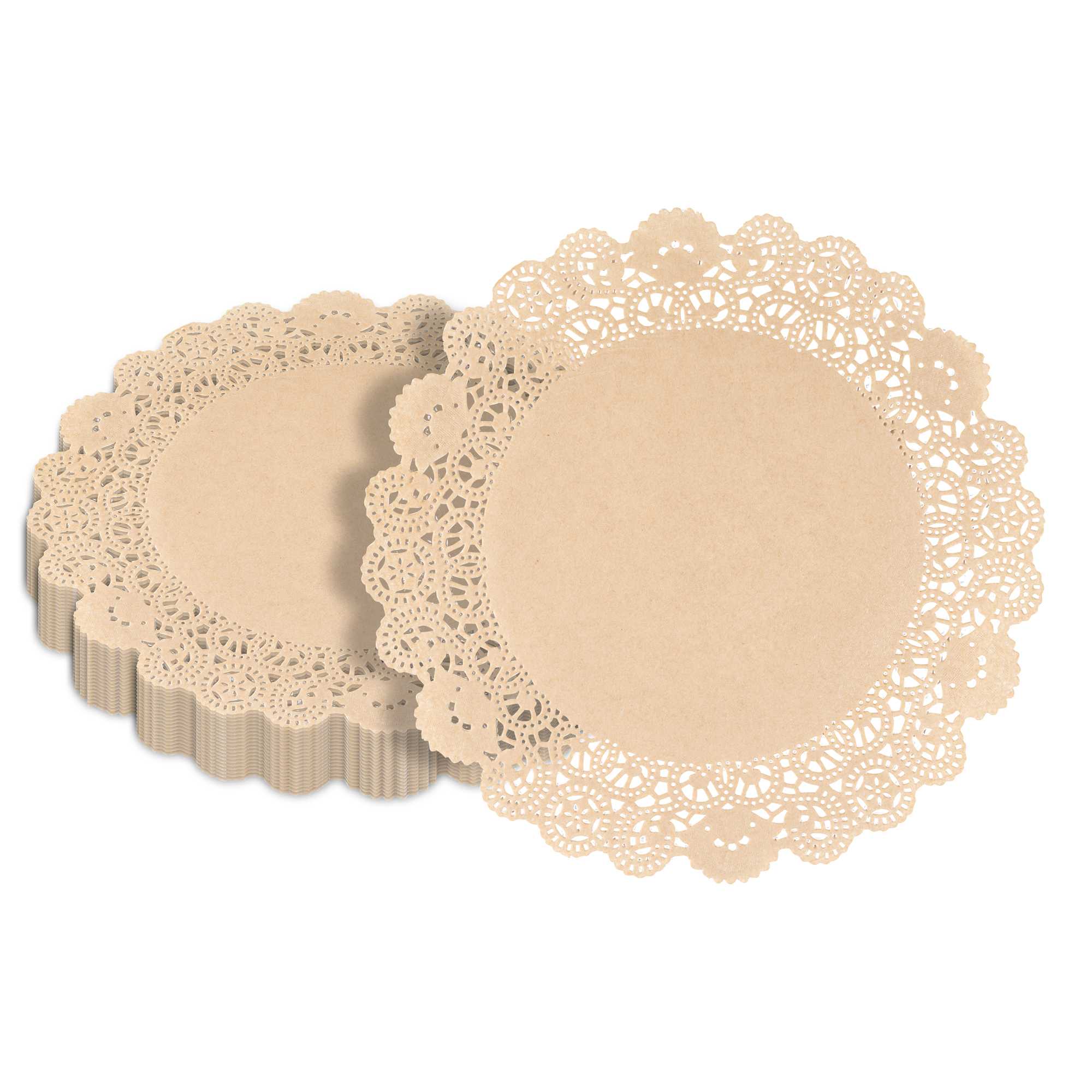 Pastry Tek Round Kraft Paper Doilies - Lace - 12" x 12" - 4000 count box