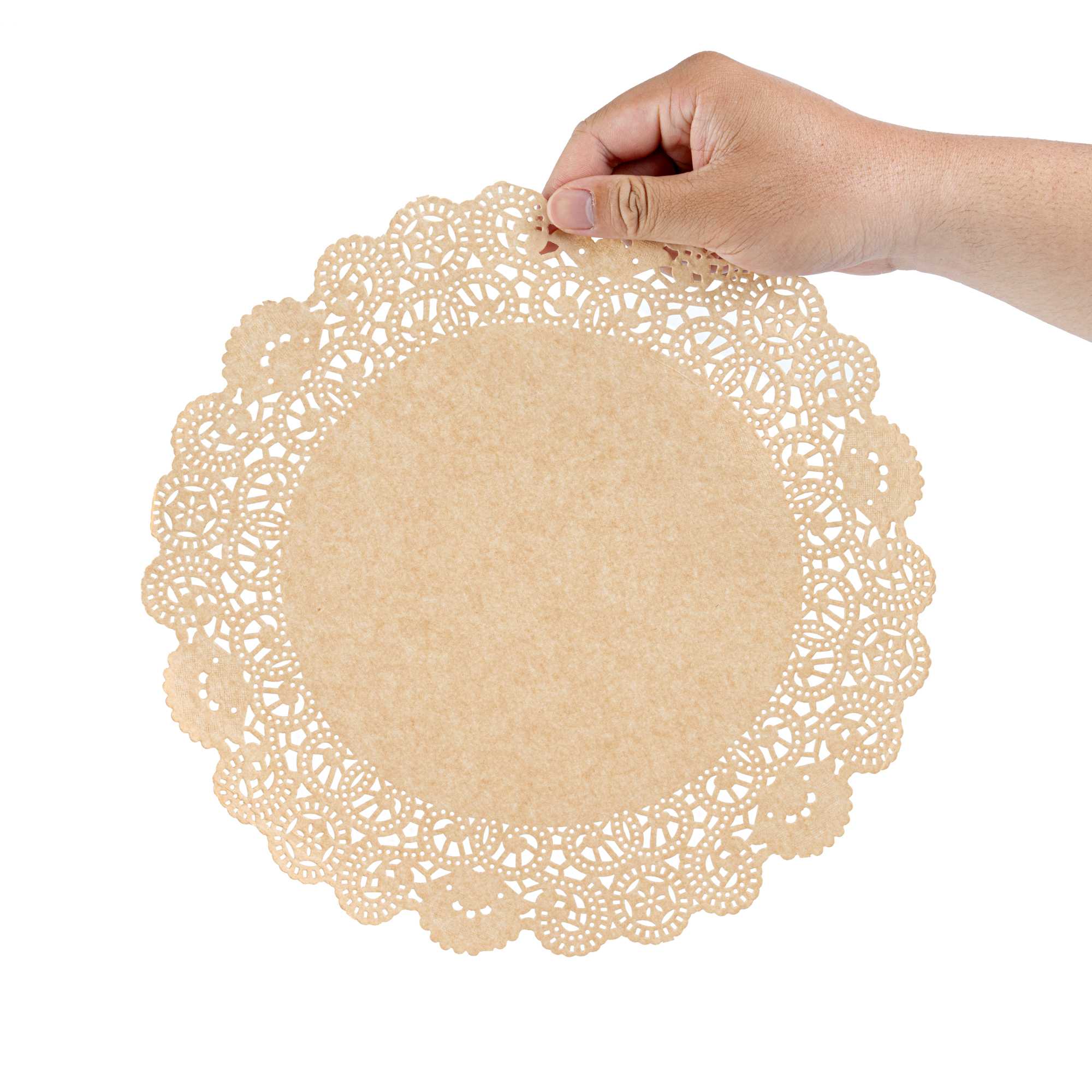 Pastry Tek Round Kraft Paper Doilies - Lace - 12" x 12" - 4000 count box