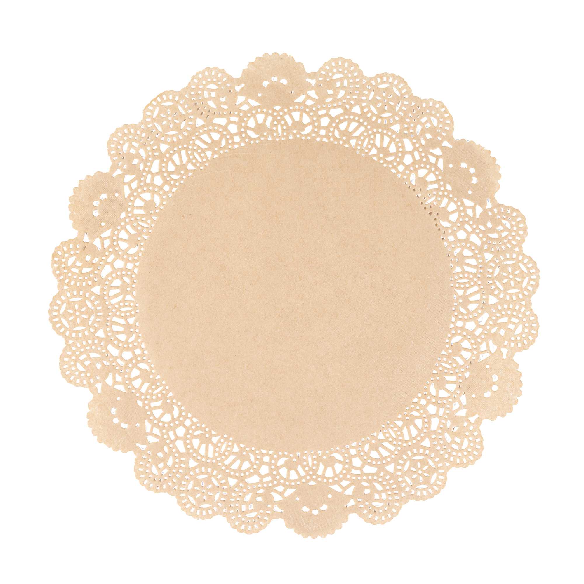 Pastry Tek Round Kraft Paper Doilies - Lace - 12" x 12" - 4000 count box