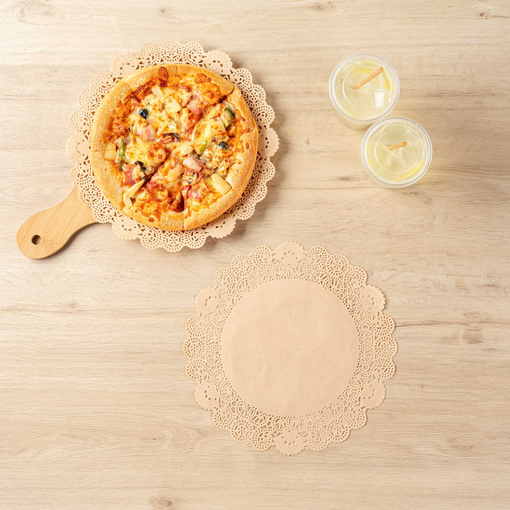 Pastry Tek Round Kraft Paper Doilies - Lace - 12" x 12" - 4000 count box