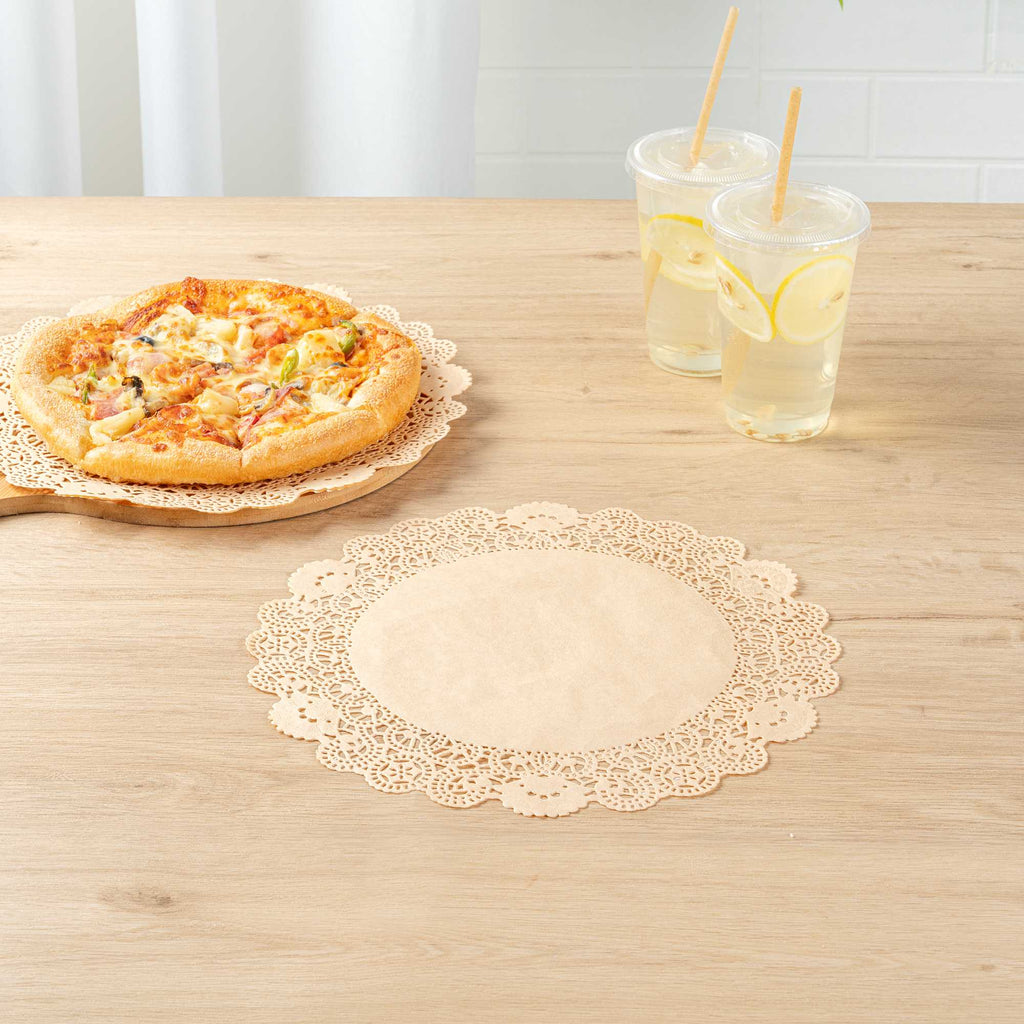 Pastry Tek Round Kraft Paper Doilies - Lace - 12" x 12" - 4000 count box