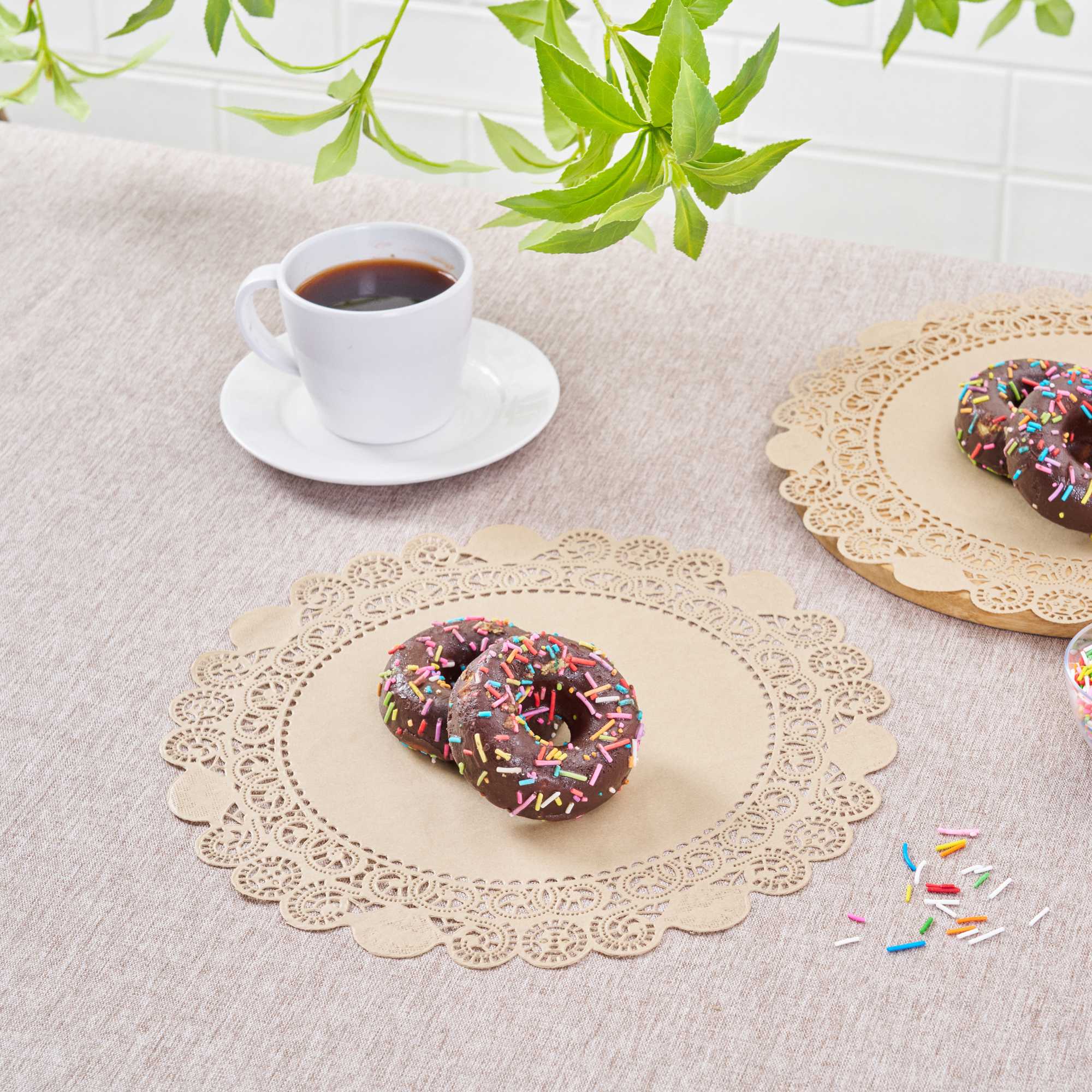 Pastry Tek Round Kraft Paper Doilies - Lace - 12" x 12" - 100 count box