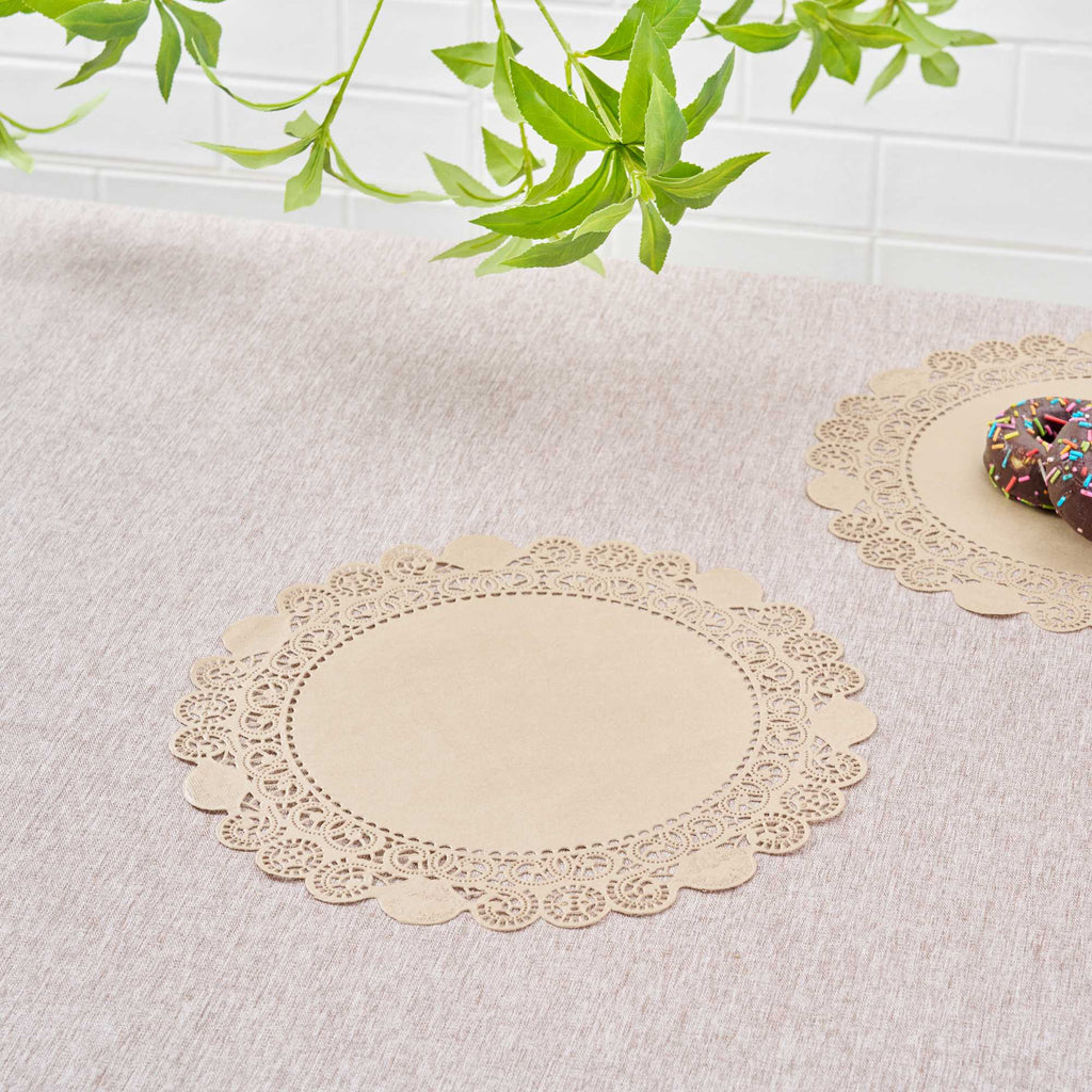 Pastry Tek Round Kraft Paper Doilies - Lace - 12" x 12" - 100 count box
