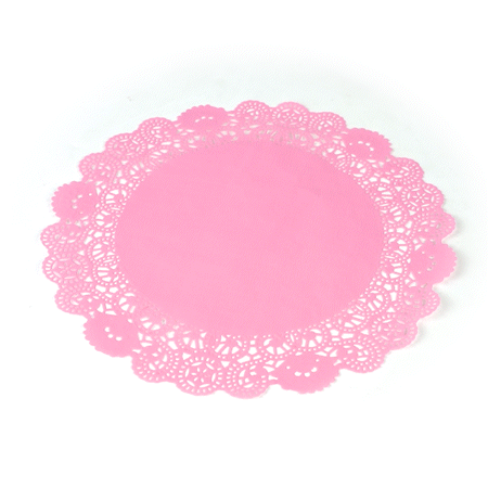 Pastry Tek Round Pink Paper Doilies - Lace - 12" x 12" - 4000 count box
