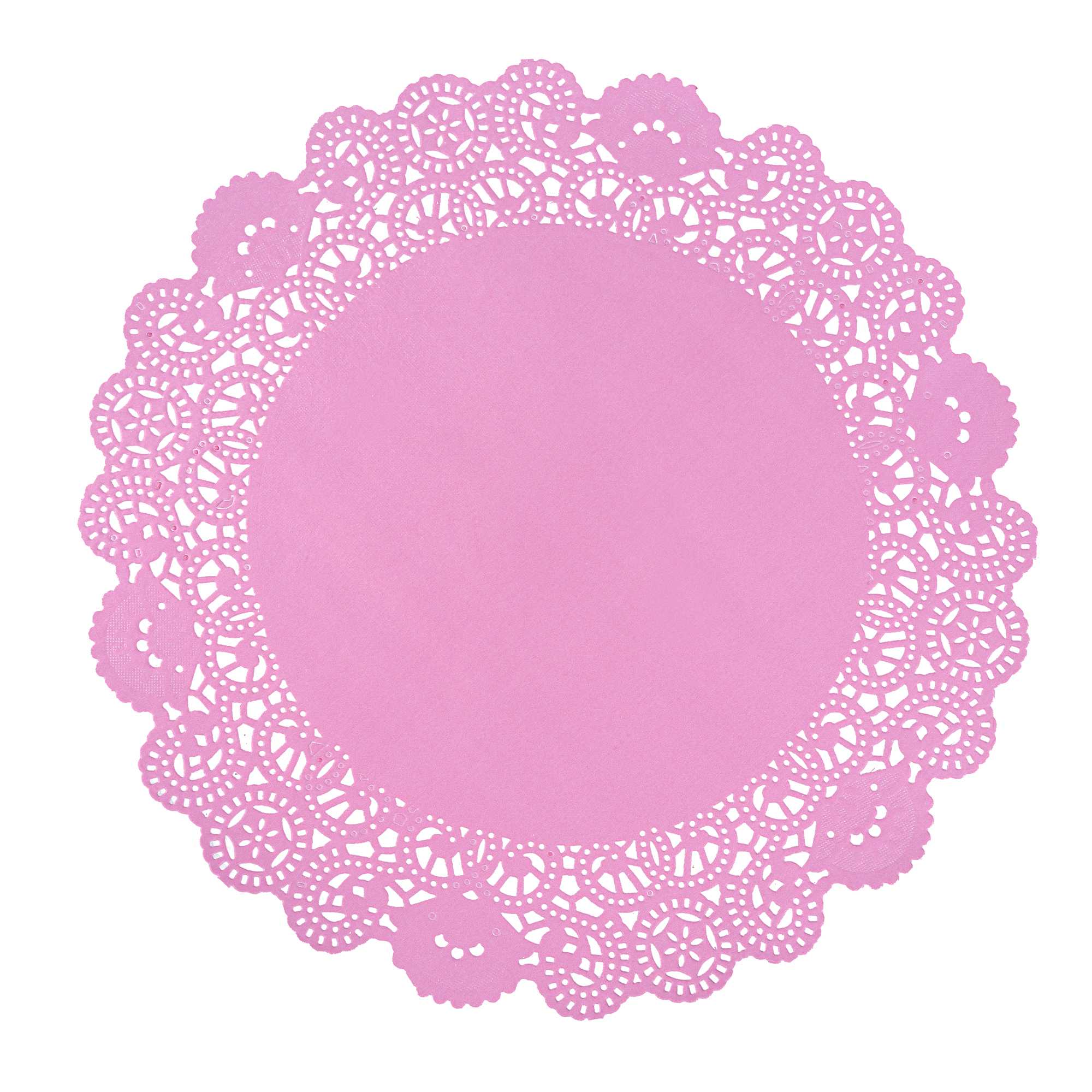Pastry Tek Round Pink Paper Doilies - Lace - 12" x 12" - 4000 count box