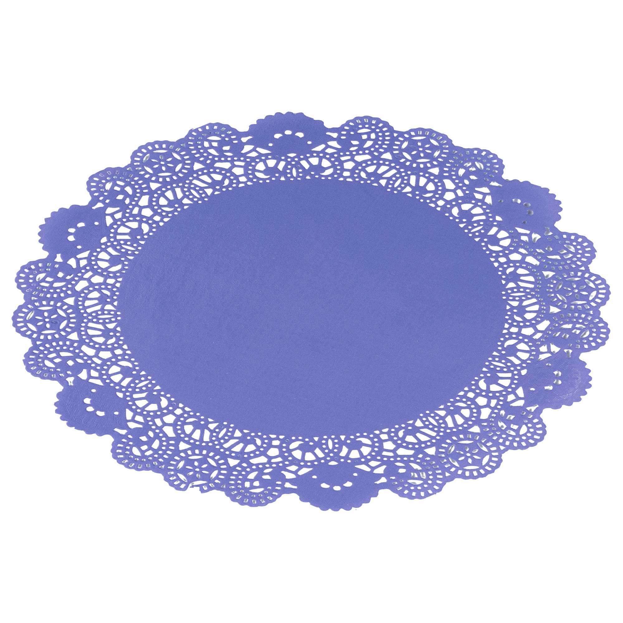 Pastry Tek Round Purple Paper Doilies - Lace - 12" x 12" - 4000 count box