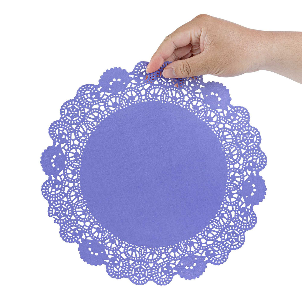 Pastry Tek Round Purple Paper Doilies - Lace - 12" x 12" - 4000 count box