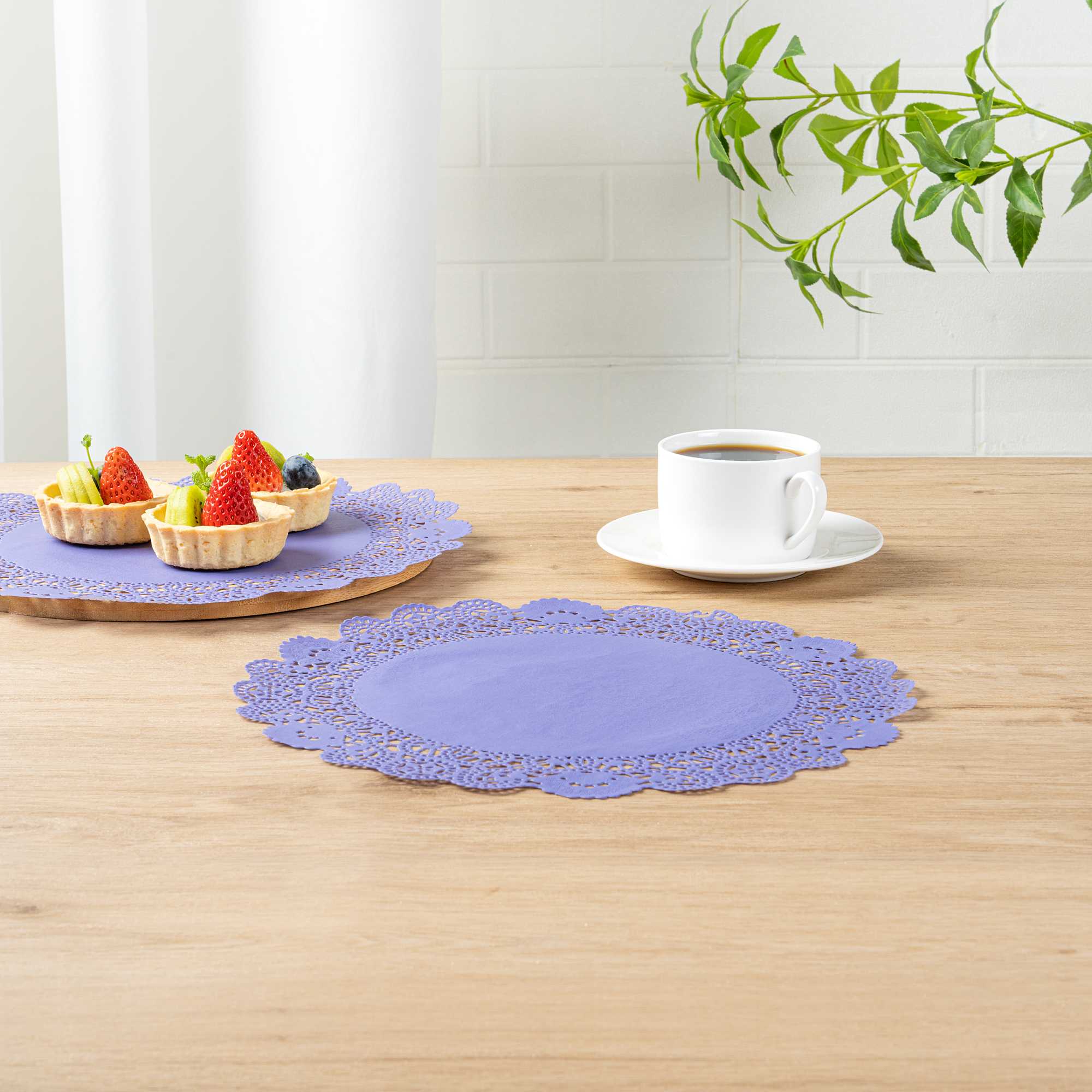 Pastry Tek Round Purple Paper Doilies - Lace - 12" x 12" - 4000 count box