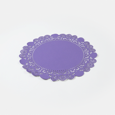 Pastry Tek Round Purple Paper Doilies - Lace - 12" x 12" - 100 count box