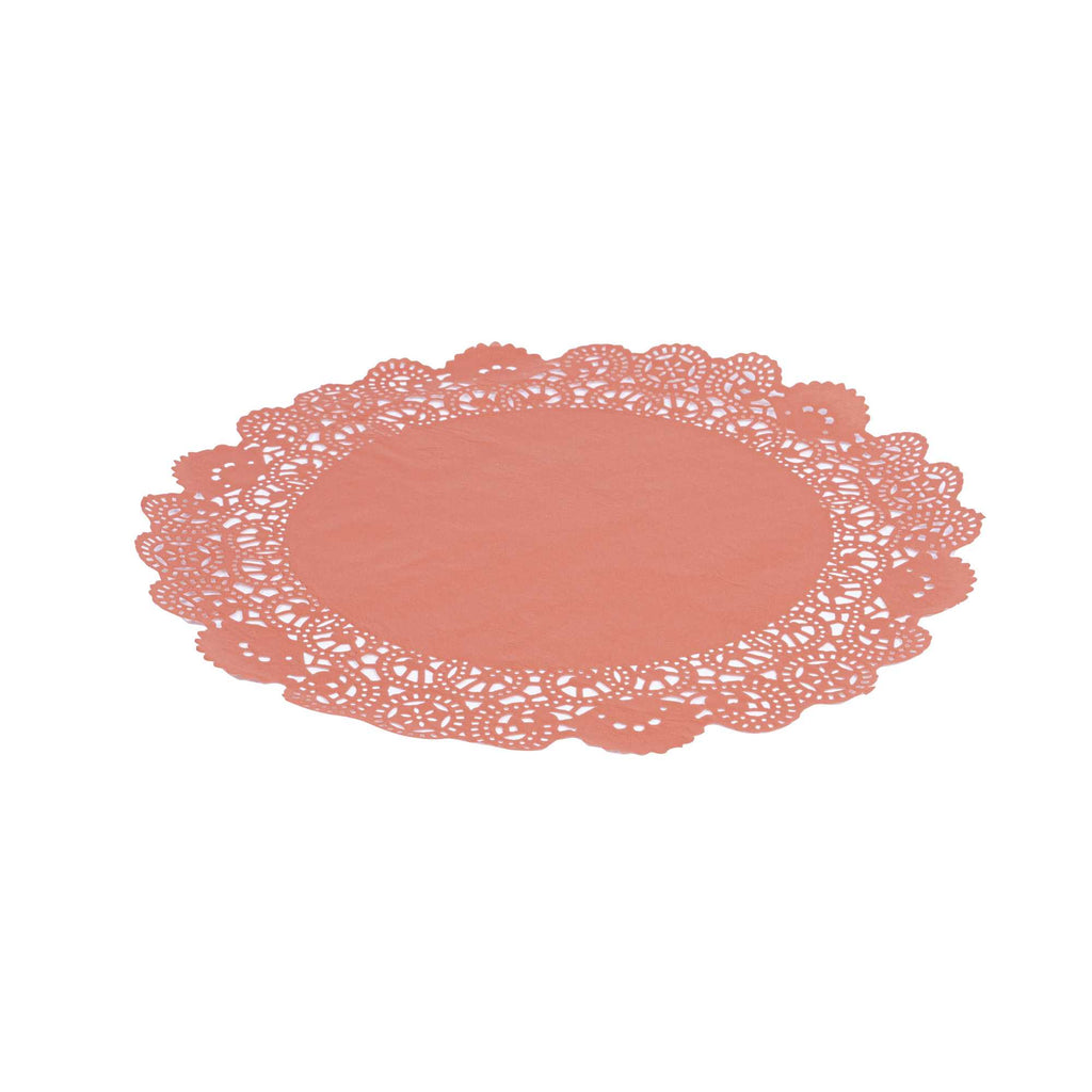 Pastry Tek Round Red Paper Doilies - Lace - 12" x 12" - 100 count box