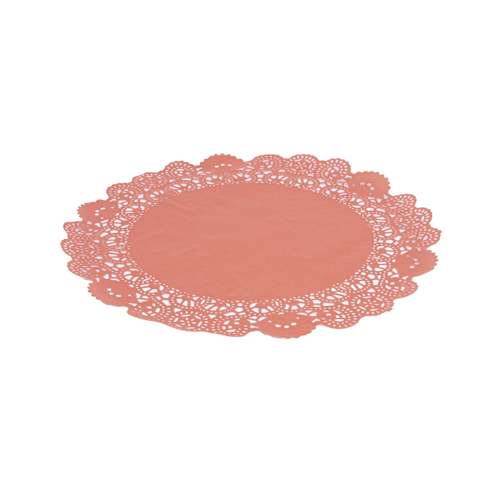 Pastry Tek Round Red Paper Doilies - Lace - 12" x 12" - 4000 count box