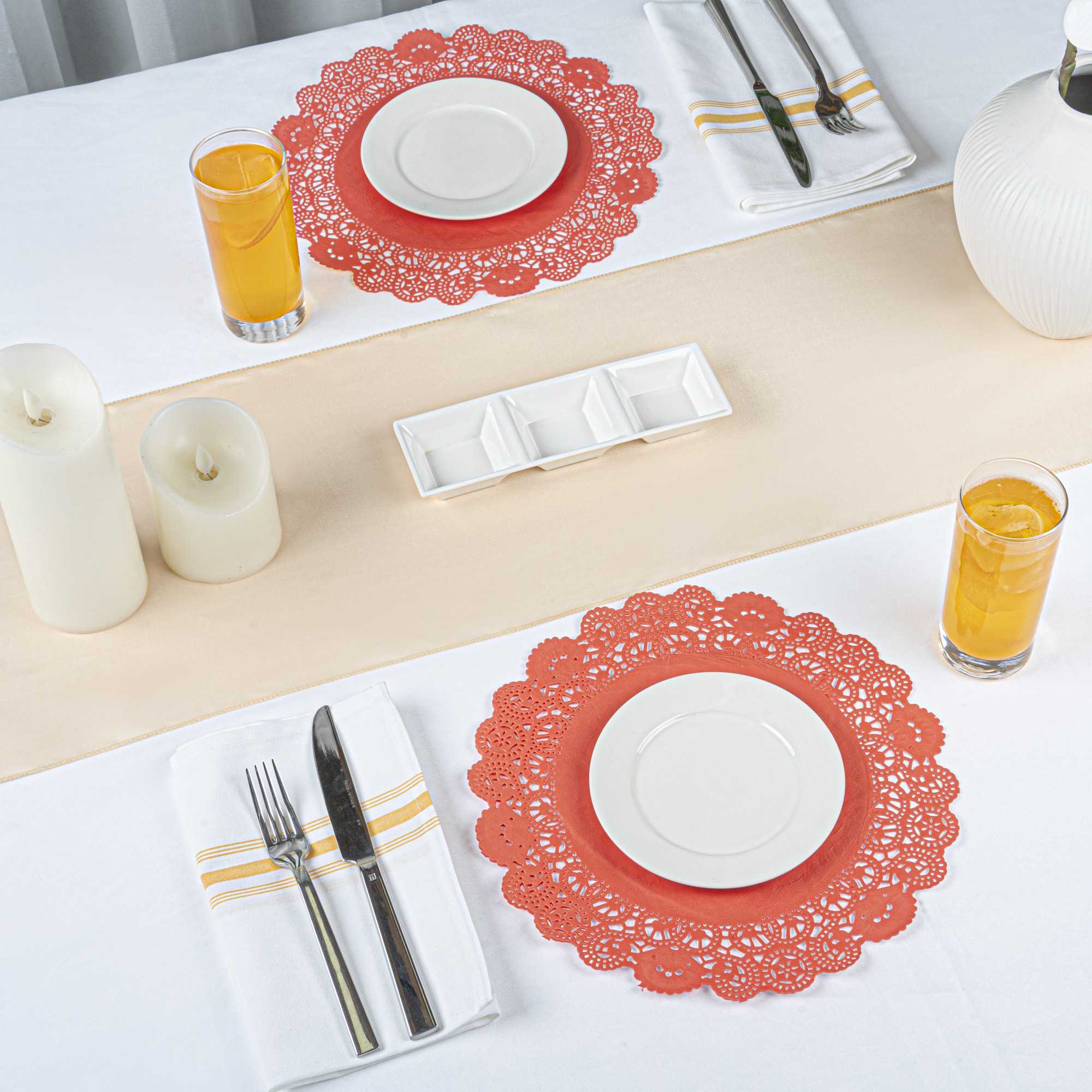 Pastry Tek Round Red Paper Doilies - Lace - 12" x 12" - 4000 count box