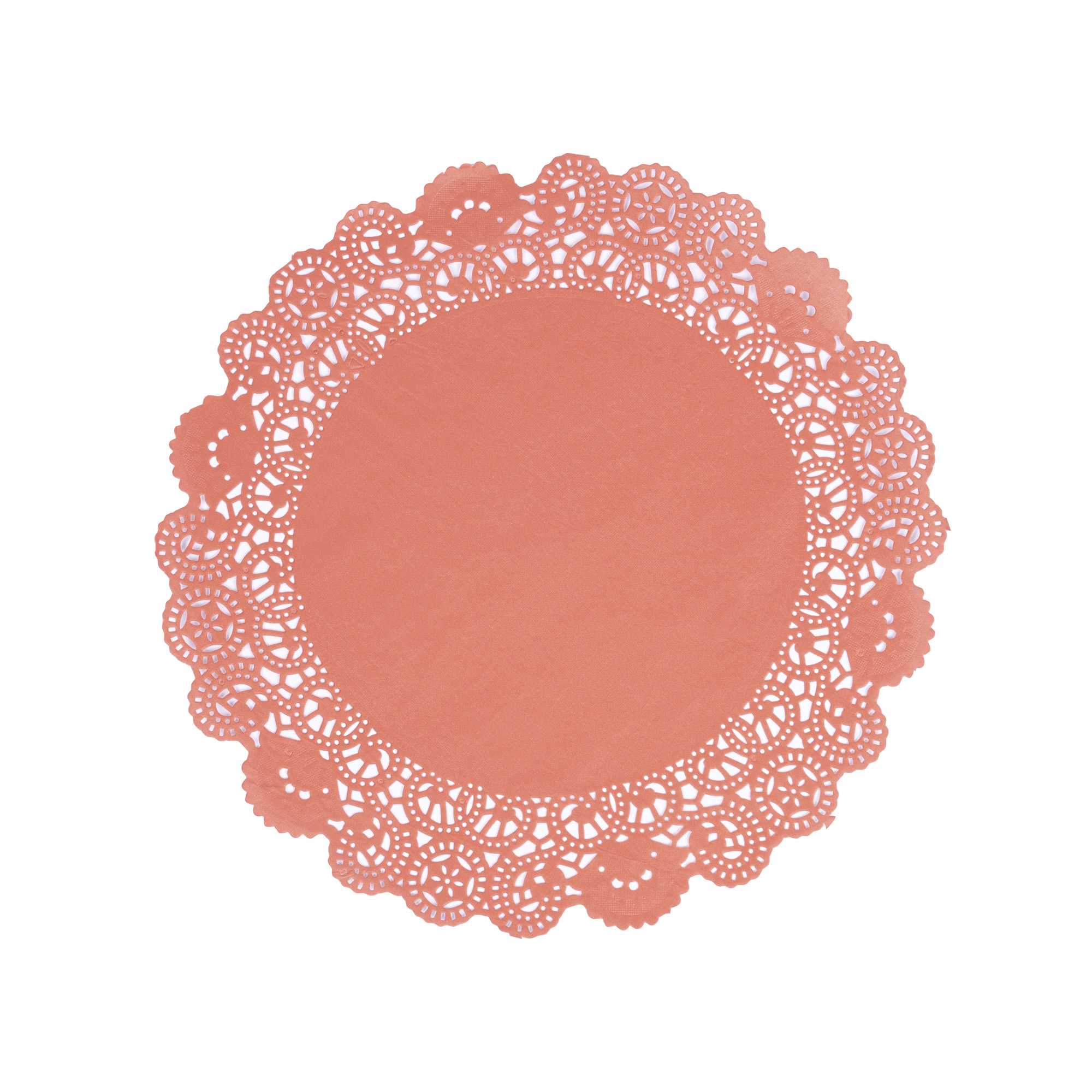 Pastry Tek Round Red Paper Doilies - Lace - 12" x 12" - 100 count box