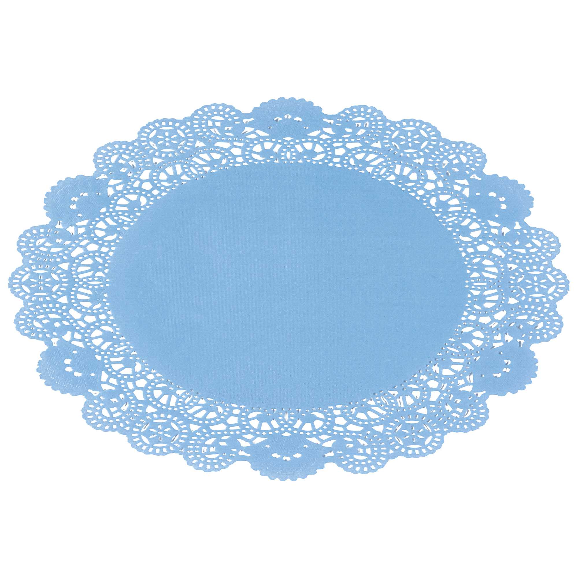 Pastry Tek Round Sky Blue Paper Doilies - Lace - 12" x 12" - 4000 count box