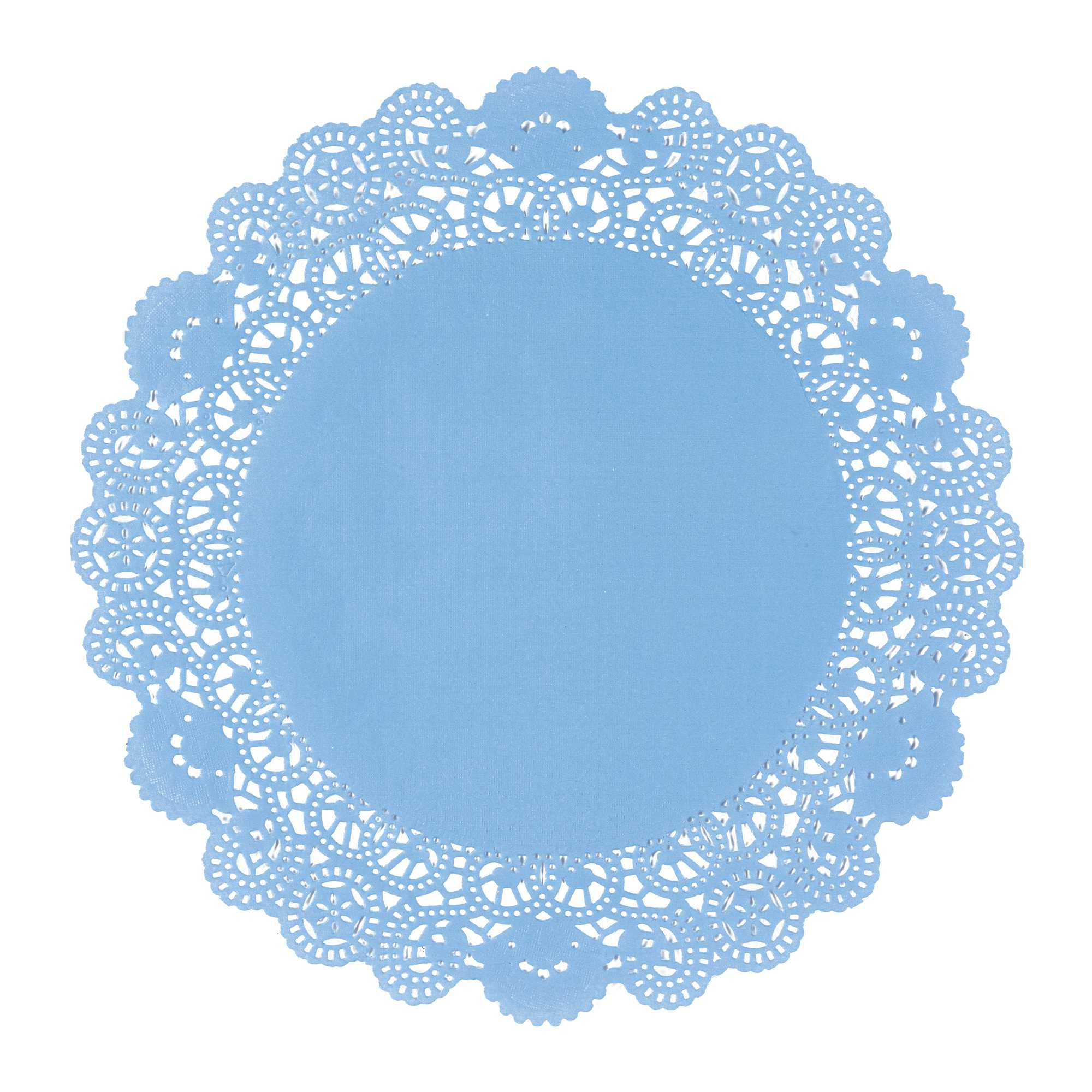 Pastry Tek Round Sky Blue Paper Doilies - Lace - 12" x 12" - 4000 count box