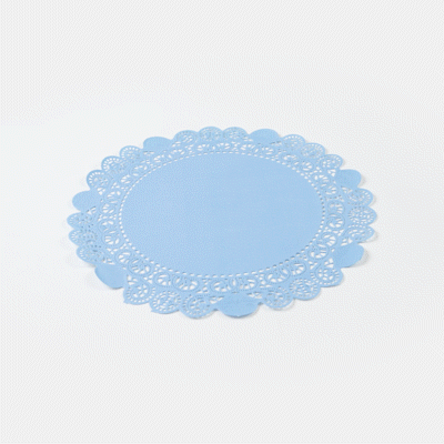 Pastry Tek Round Sky Blue Paper Doilies - Lace - 12" x 12" - 100 count box