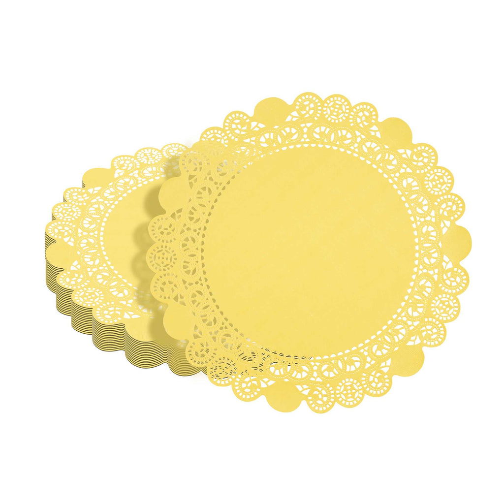 Pastry Tek Round Orange Paper Doilies - Lace - 12" x 12" - 100 count box