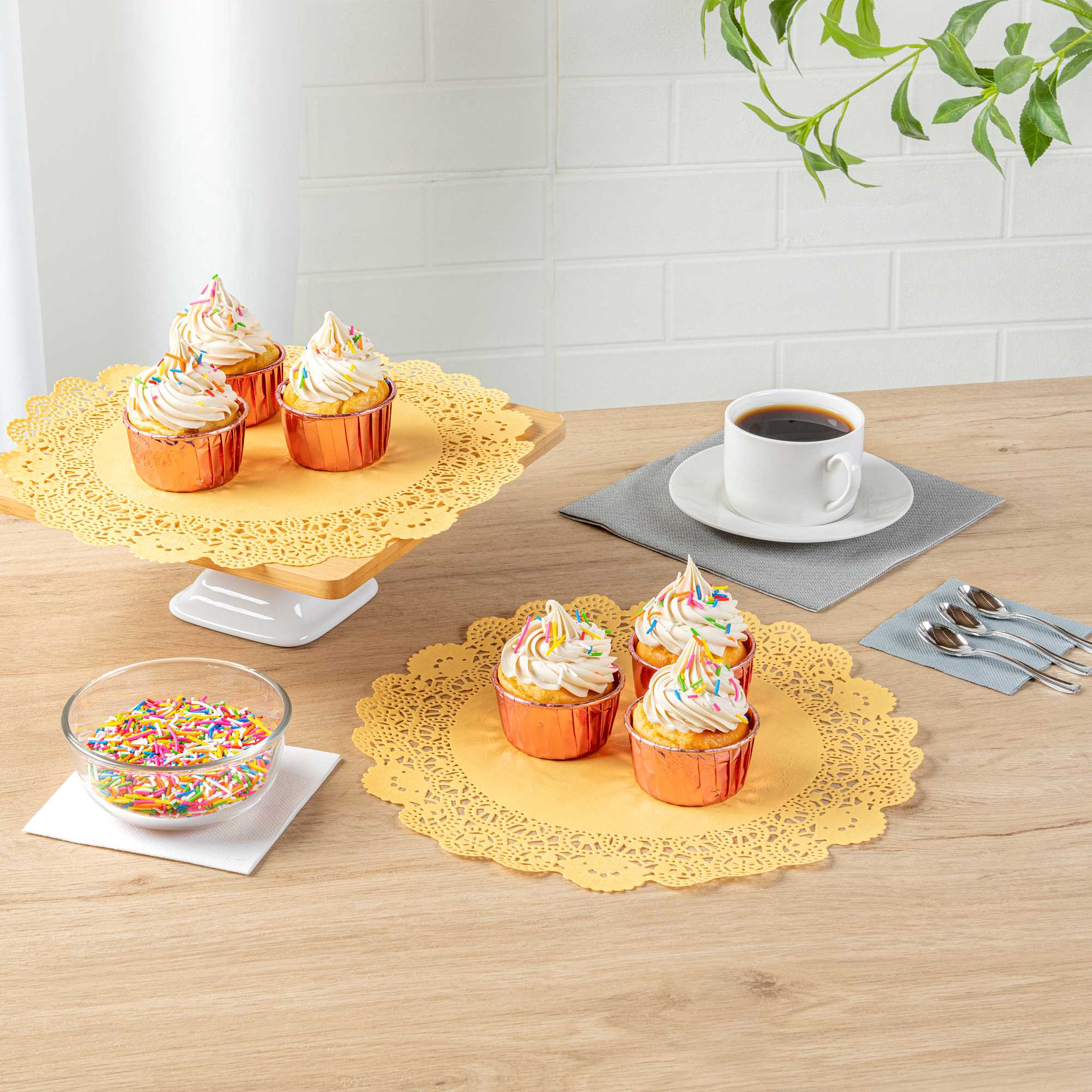 Pastry Tek Round Orange Paper Doilies - Lace - 12" x 12" - 4000 count box
