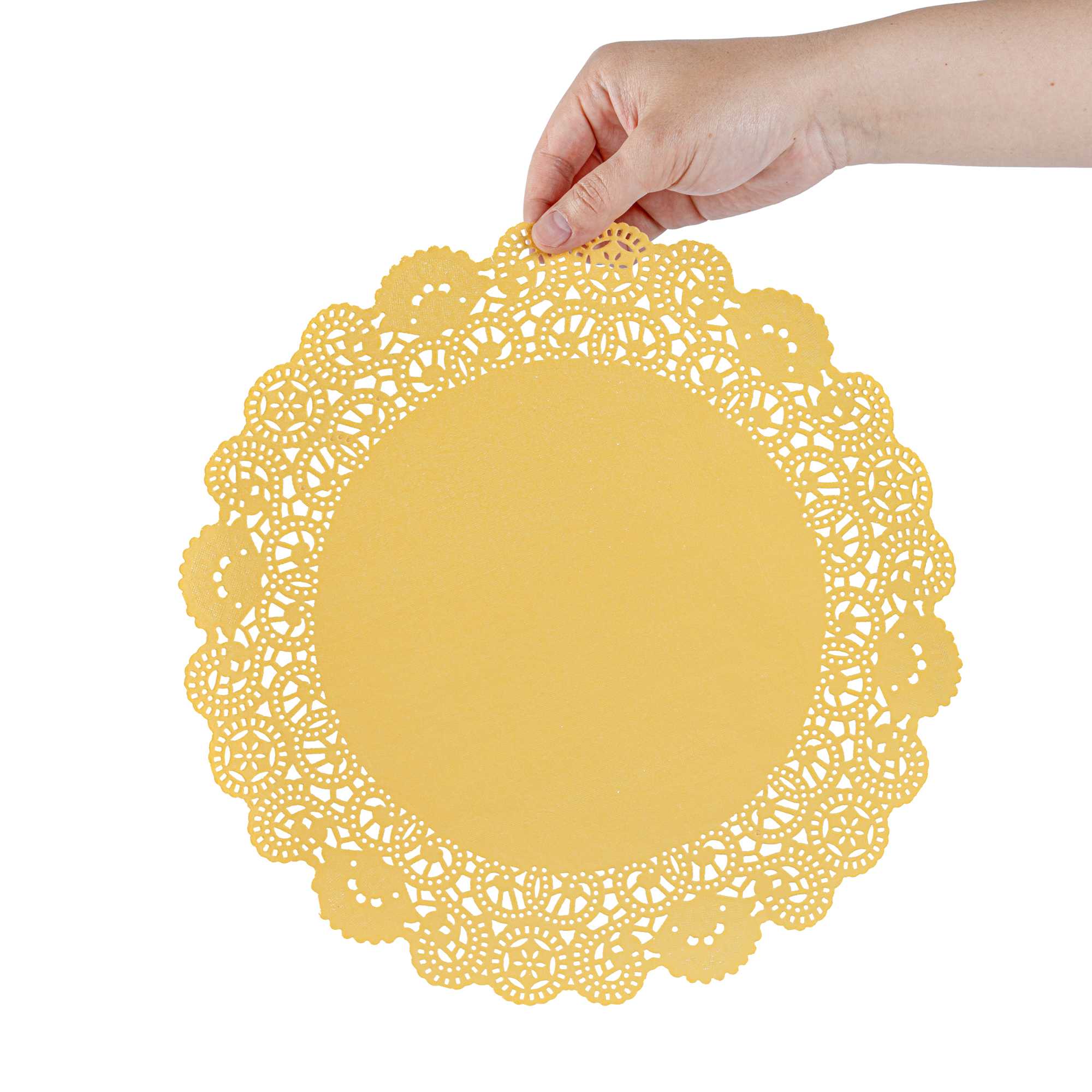 Pastry Tek Round Orange Paper Doilies - Lace - 12" x 12" - 4000 count box