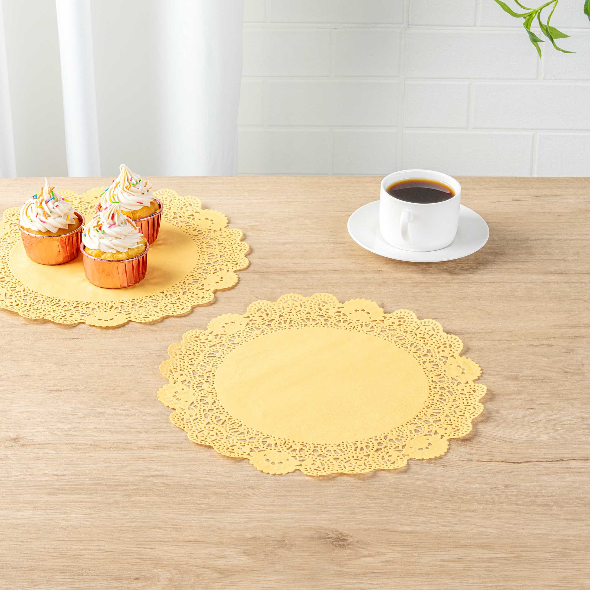 Pastry Tek Round Orange Paper Doilies - Lace - 12" x 12" - 4000 count box