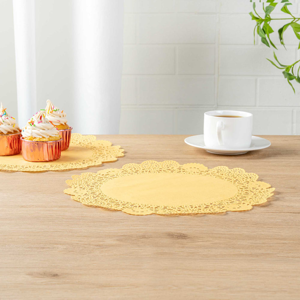 Pastry Tek Round Orange Paper Doilies - Lace - 12" x 12" - 4000 count box