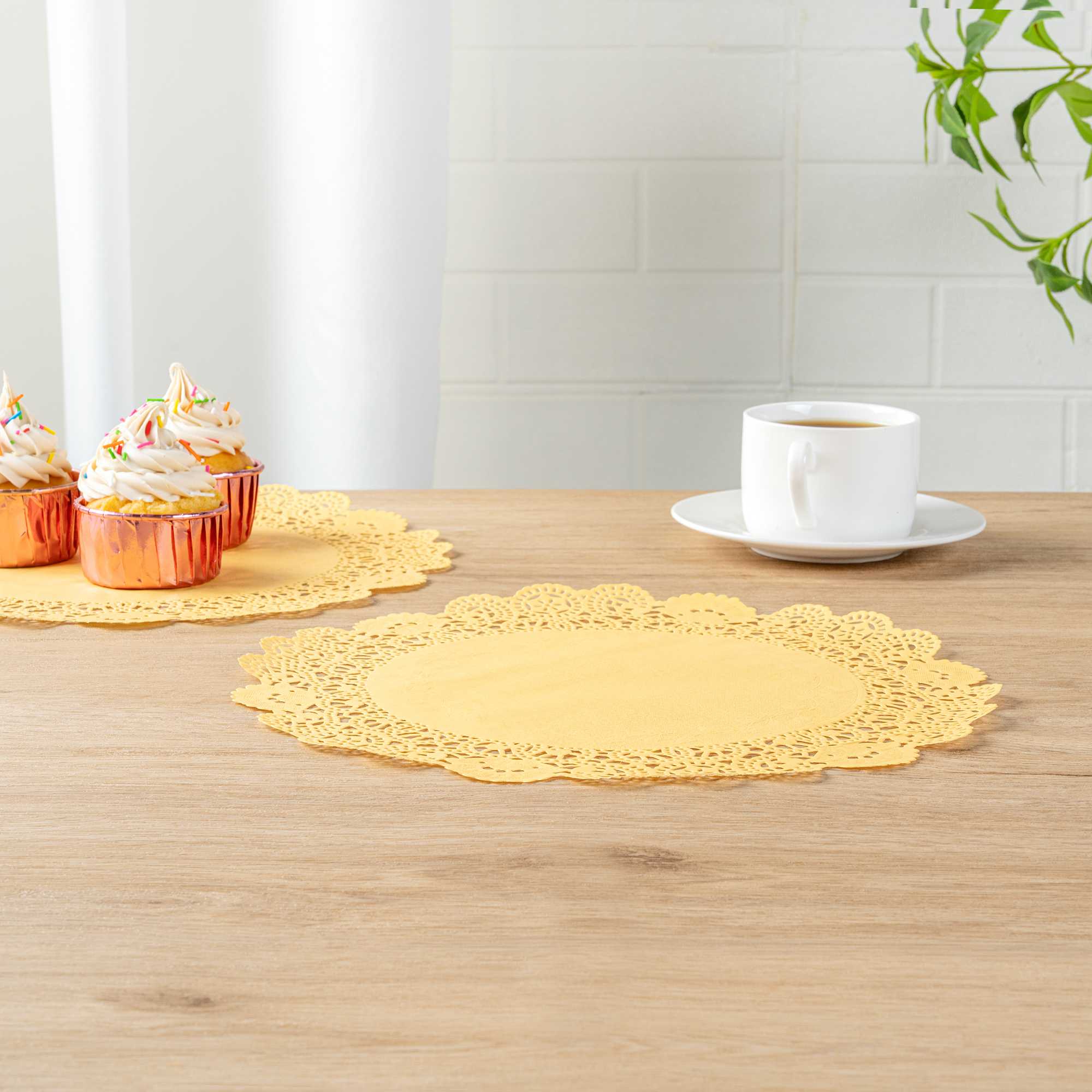 Pastry Tek Round Orange Paper Doilies - Lace - 12" x 12" - 4000 count box