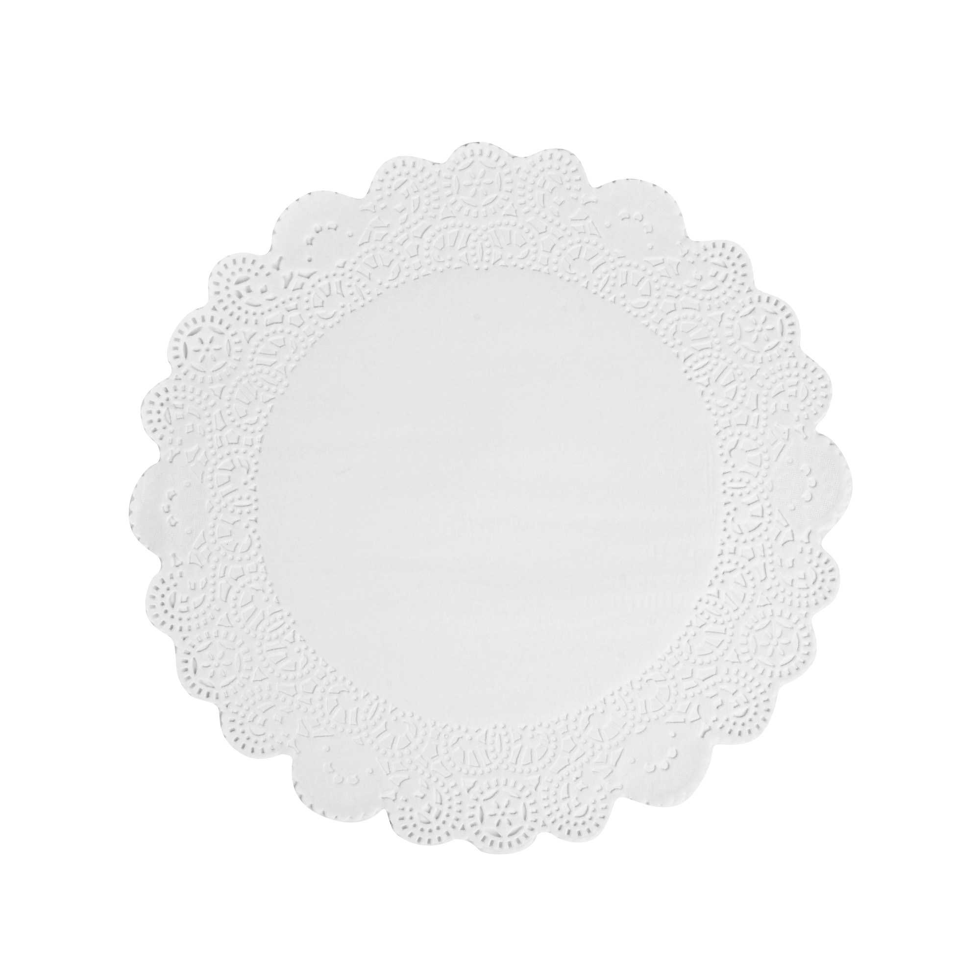 Pastry Tek Round White Paper Doilies - Lace - 12" x 12" - 4000 count box