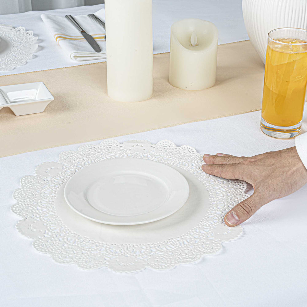 Pastry Tek Round White Paper Doilies - Lace - 12" x 12" - 100 count box
