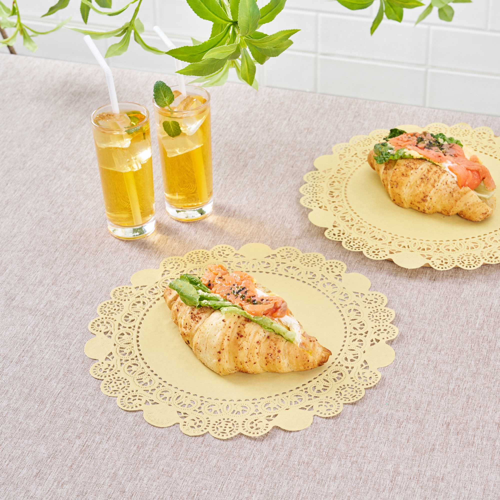 Pastry Tek Round Yellow Paper Doilies - Lace - 12" x 12" - 100 count box