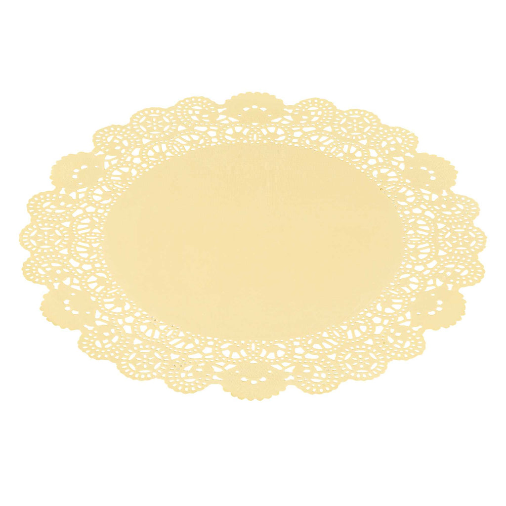 Pastry Tek Round Yellow Paper Doilies - Lace - 12" x 12" - 4000 count box