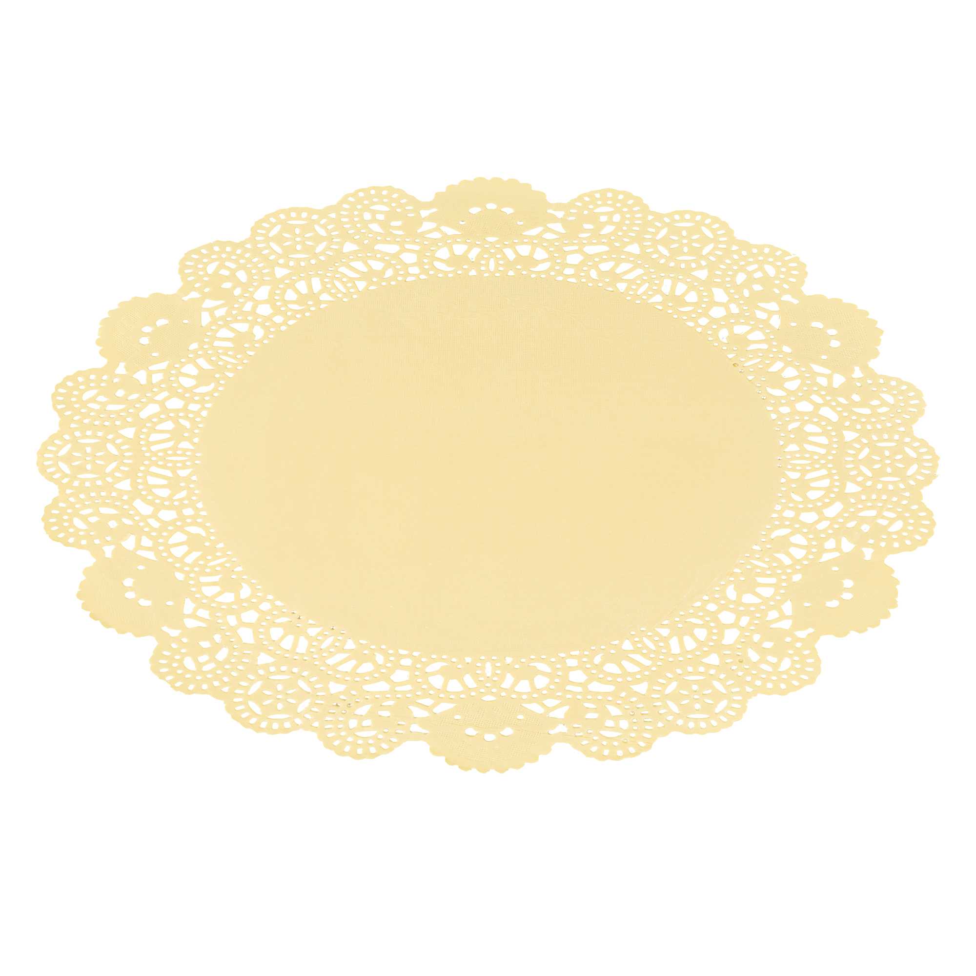 Pastry Tek Round Yellow Paper Doilies - Lace - 12" x 12" - 4000 count box