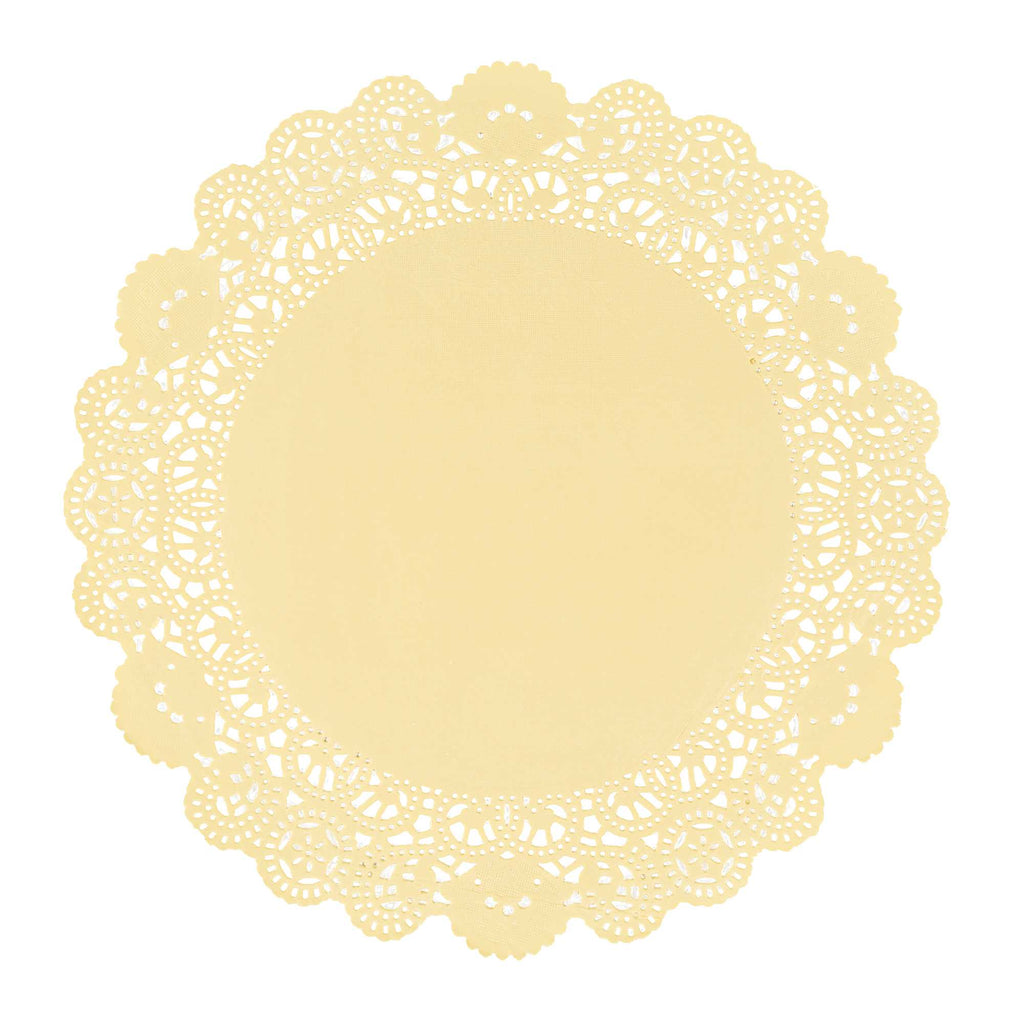 Pastry Tek Round Yellow Paper Doilies - Lace - 12" x 12" - 4000 count box
