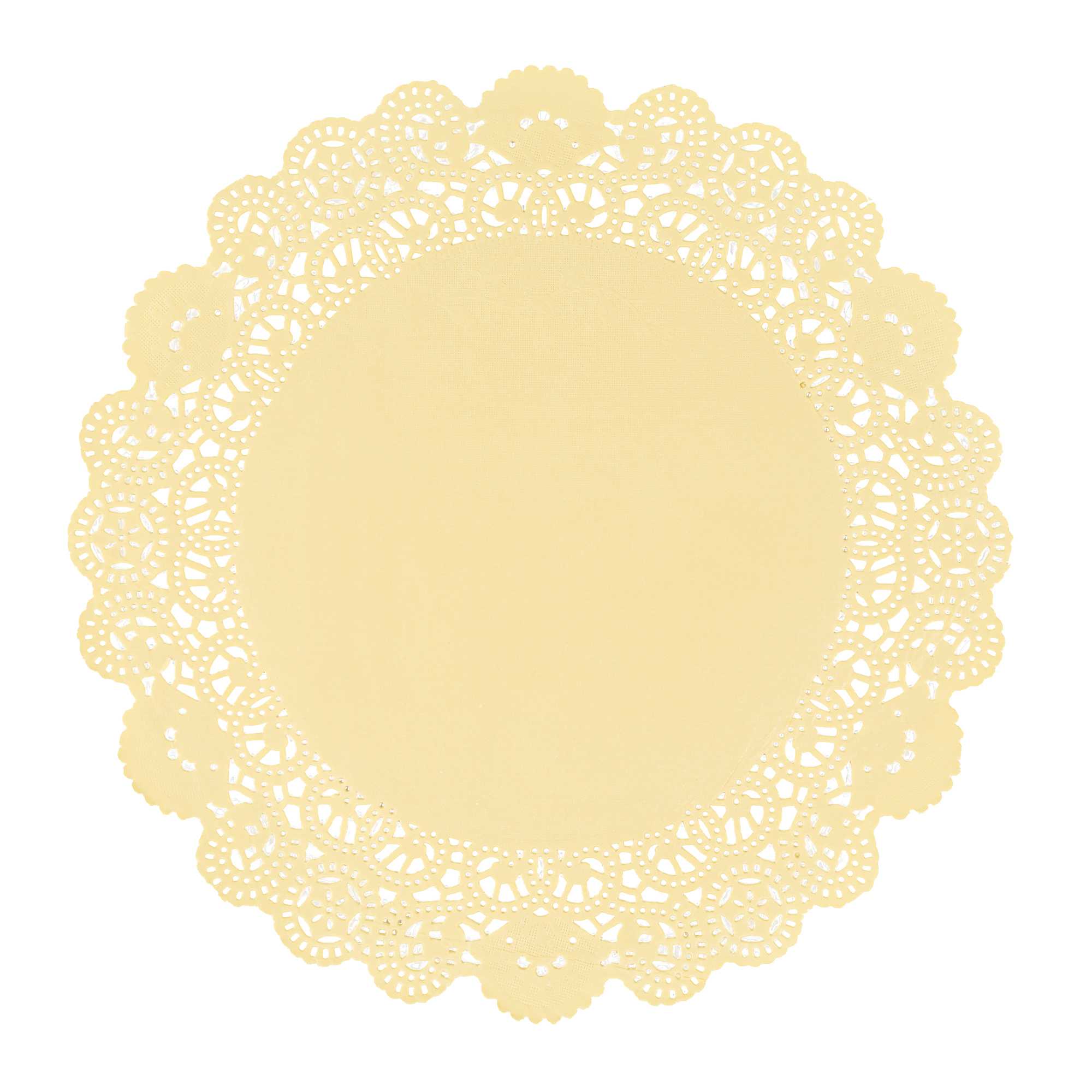 Pastry Tek Round Yellow Paper Doilies - Lace - 12" x 12" - 4000 count box