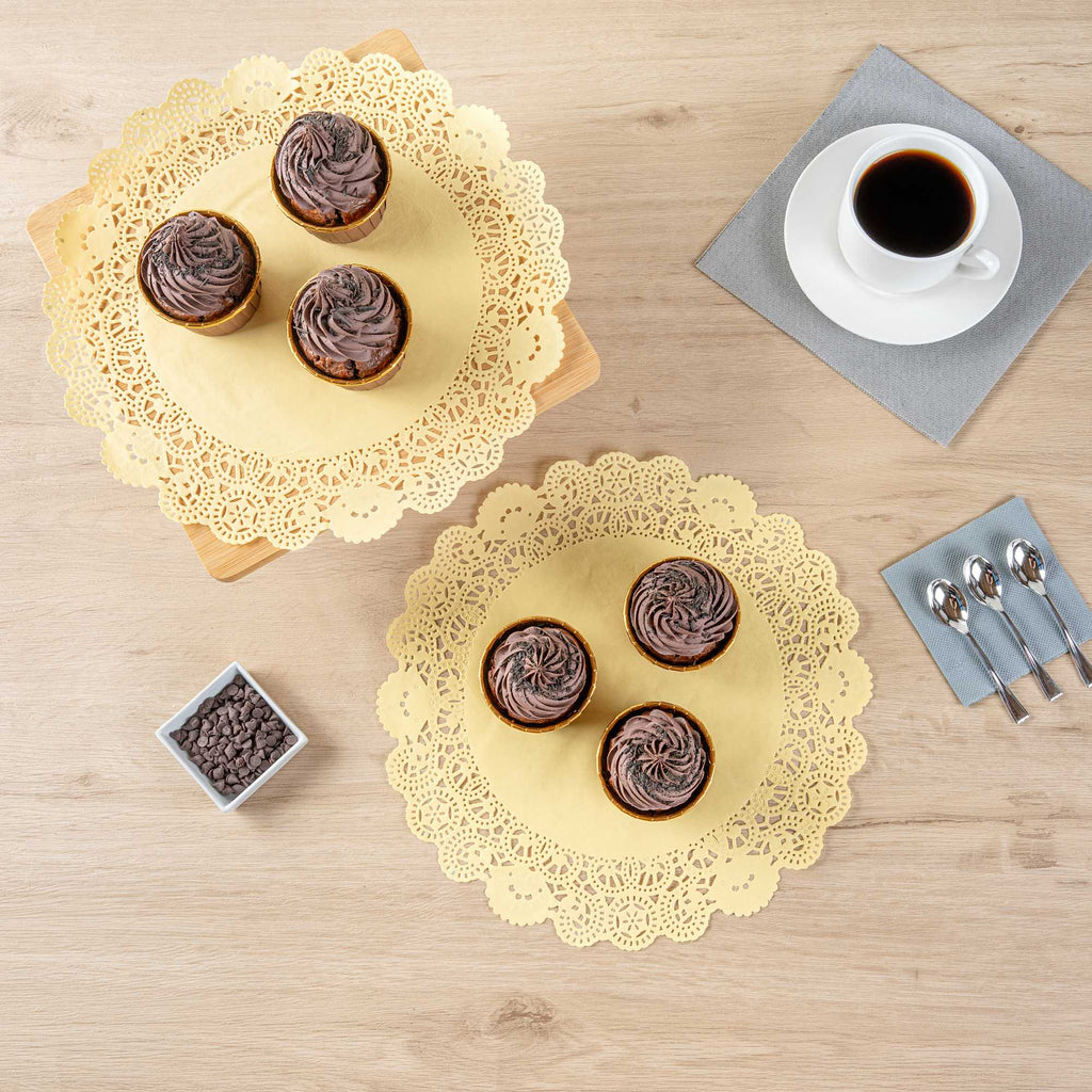 Pastry Tek Round Yellow Paper Doilies - Lace - 12" x 12" - 4000 count box