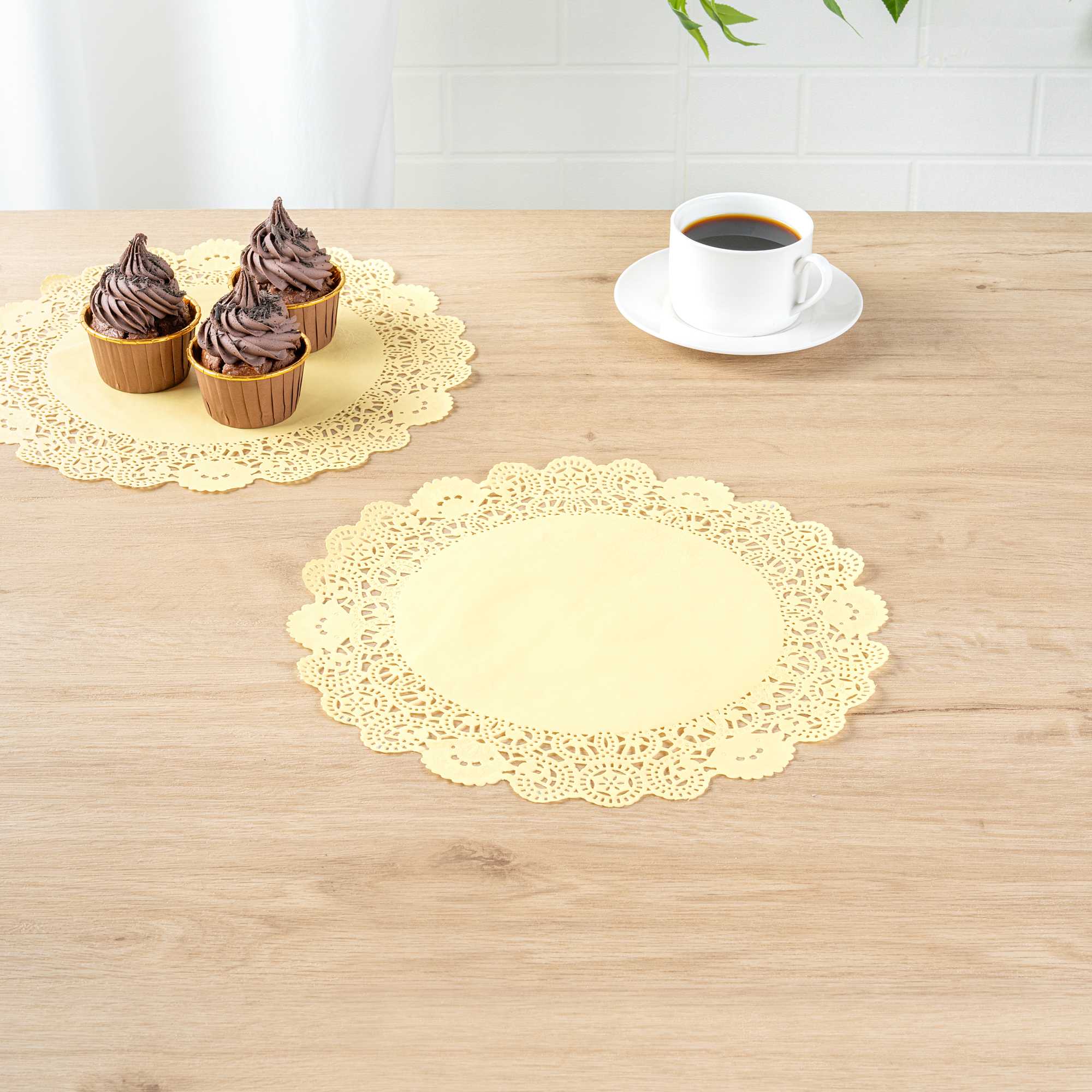 Pastry Tek Round Yellow Paper Doilies - Lace - 12" x 12" - 4000 count box