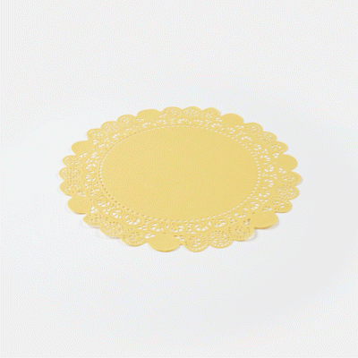 Pastry Tek Round Yellow Paper Doilies - Lace - 12" x 12" - 100 count box