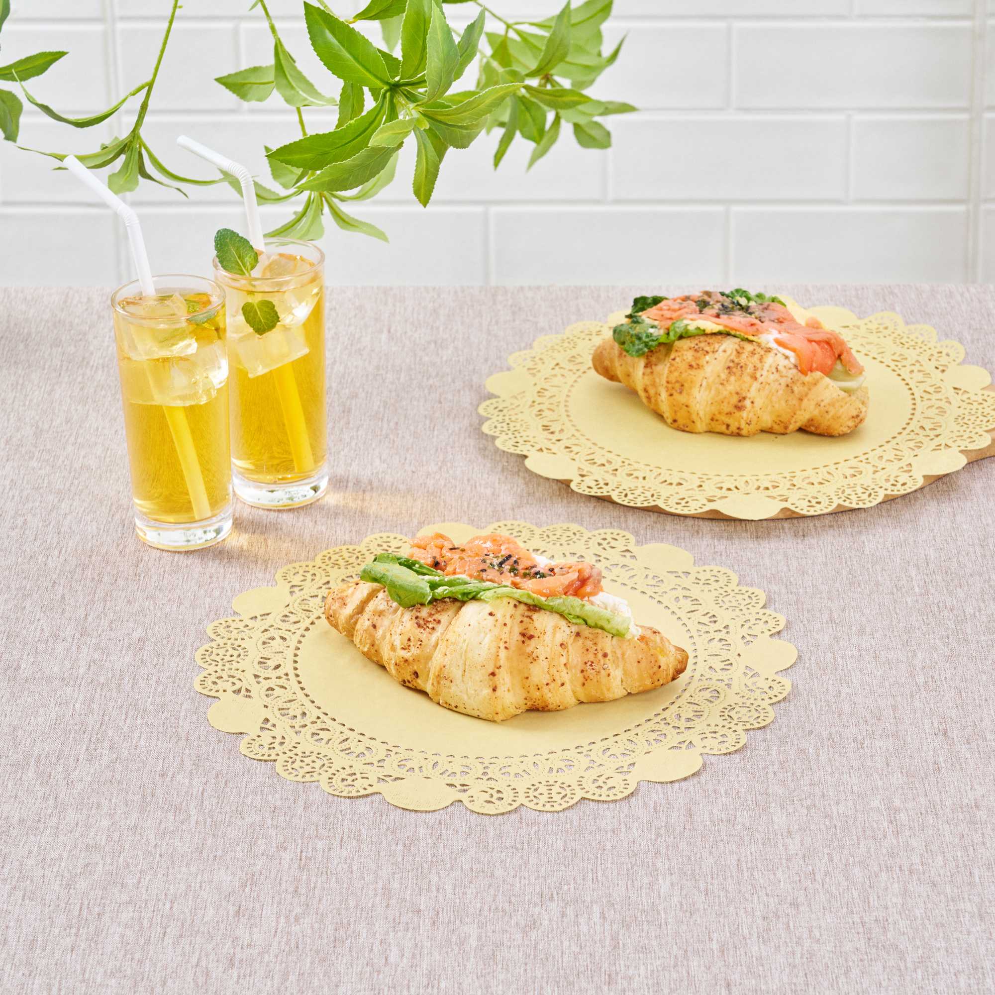 Pastry Tek Round Yellow Paper Doilies - Lace - 12" x 12" - 100 count box