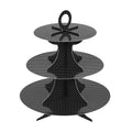 Pastry Tek Black Cardboard Cupcake Stand - 3-Tier, White Polka Dots - 13 1/2" x 13 1/2" x 14" - 1 count box